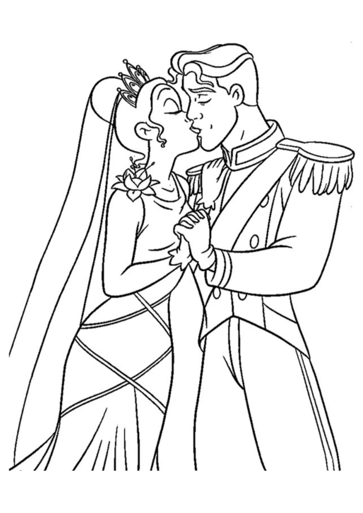Desenho para Colorir A Princesa e o Sapo