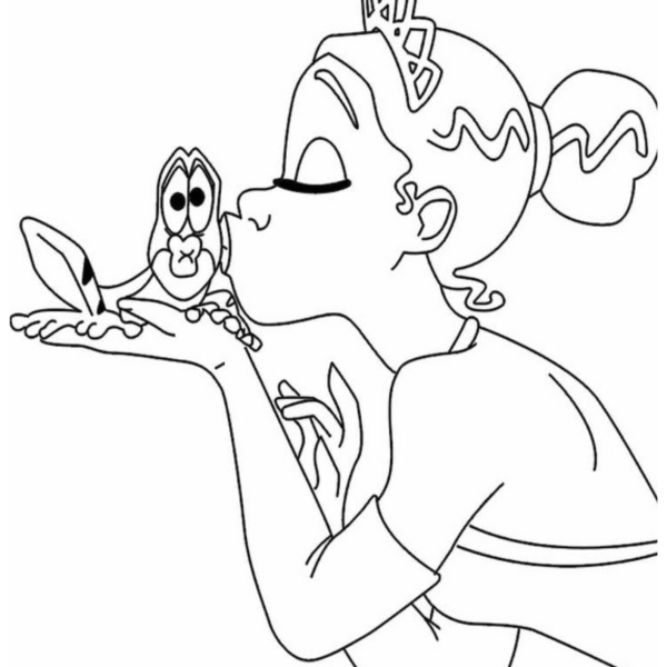 Desenho para Colorir A Princesa e o Sapo