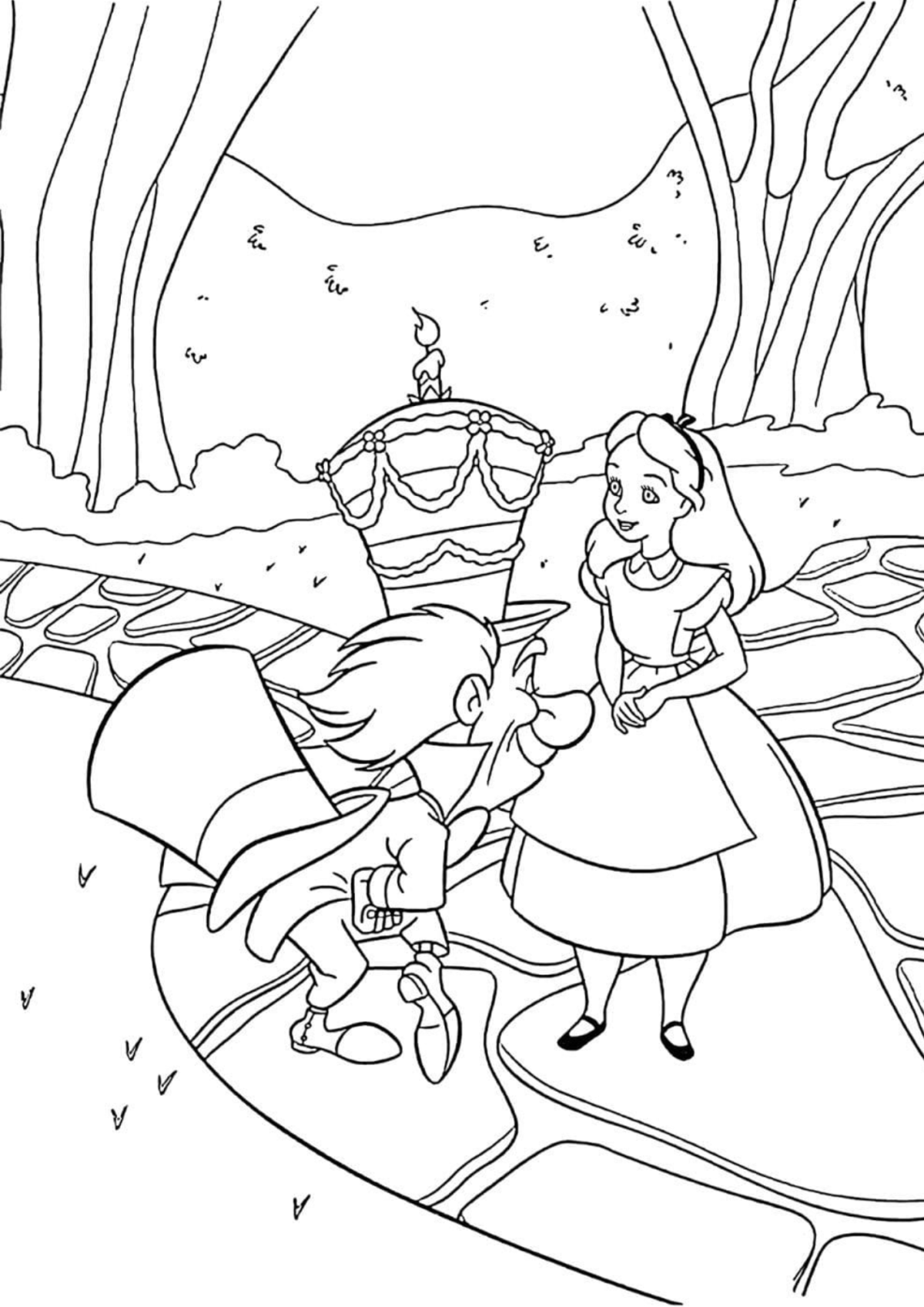 Desenho para Colorir Alice no País das Maravilhas