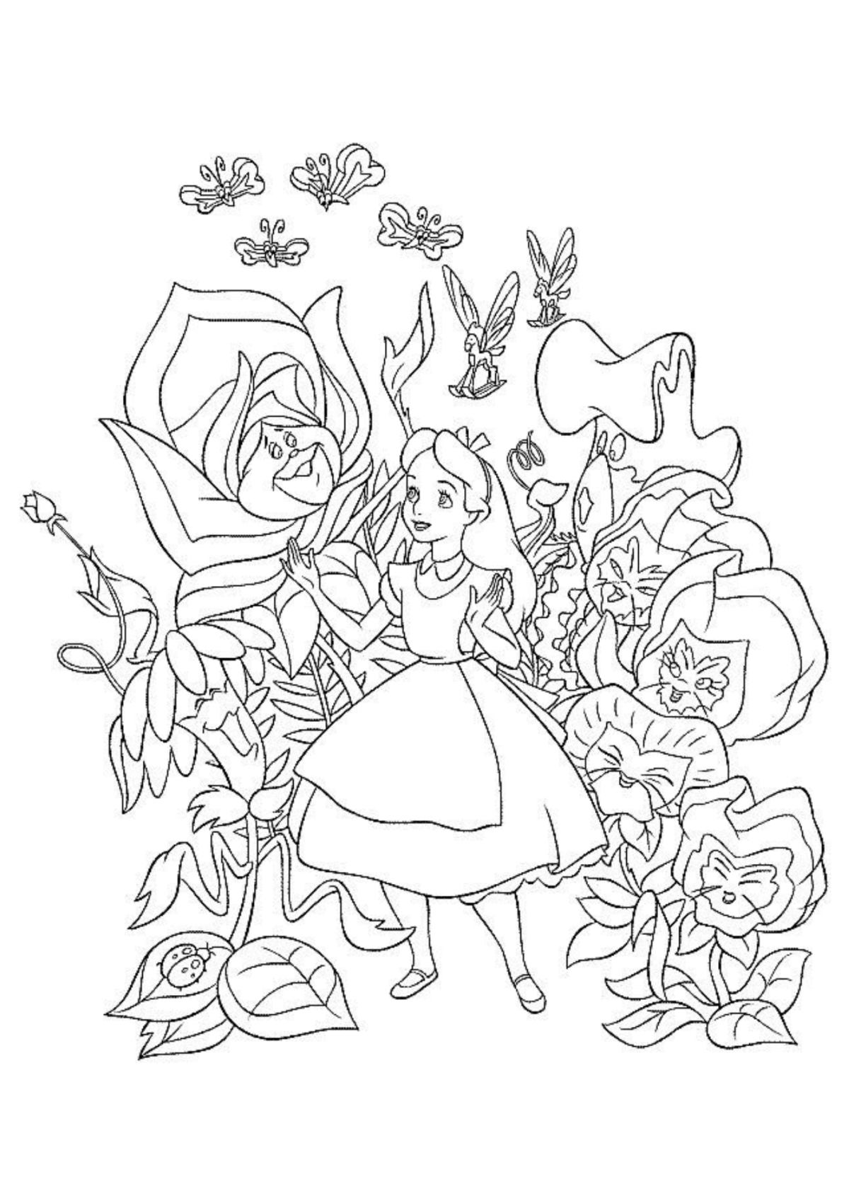 Desenho para Colorir Alice no País das Maravilhas