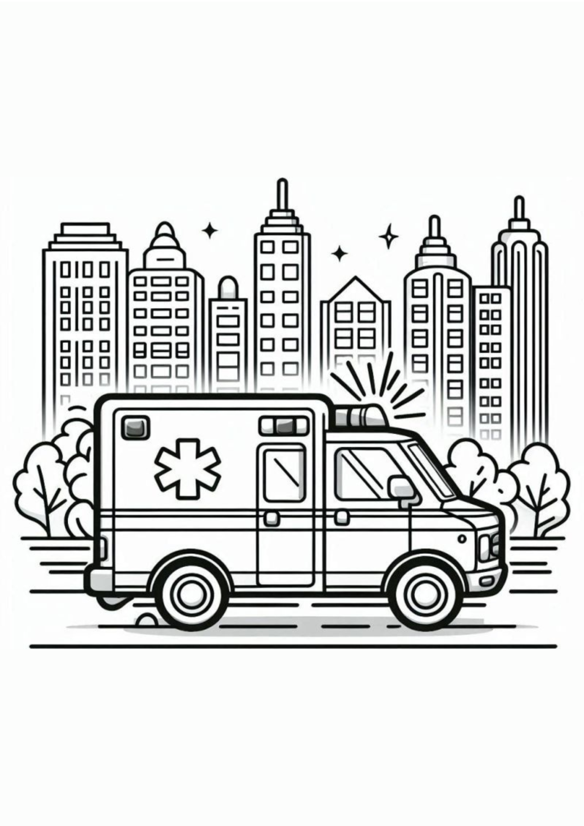 Desenho para Colorir Ambulância
