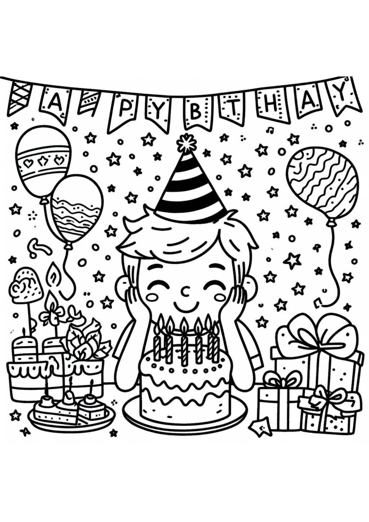 Desenho para Colorir Aniversário