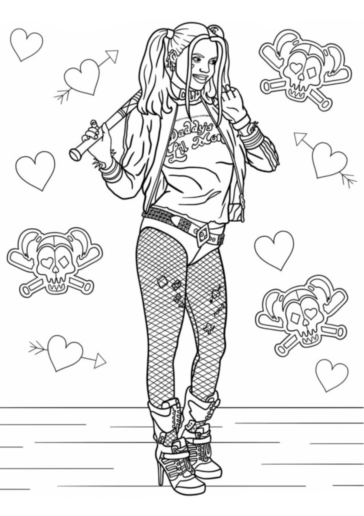 Desenho para Colorir Arlequina