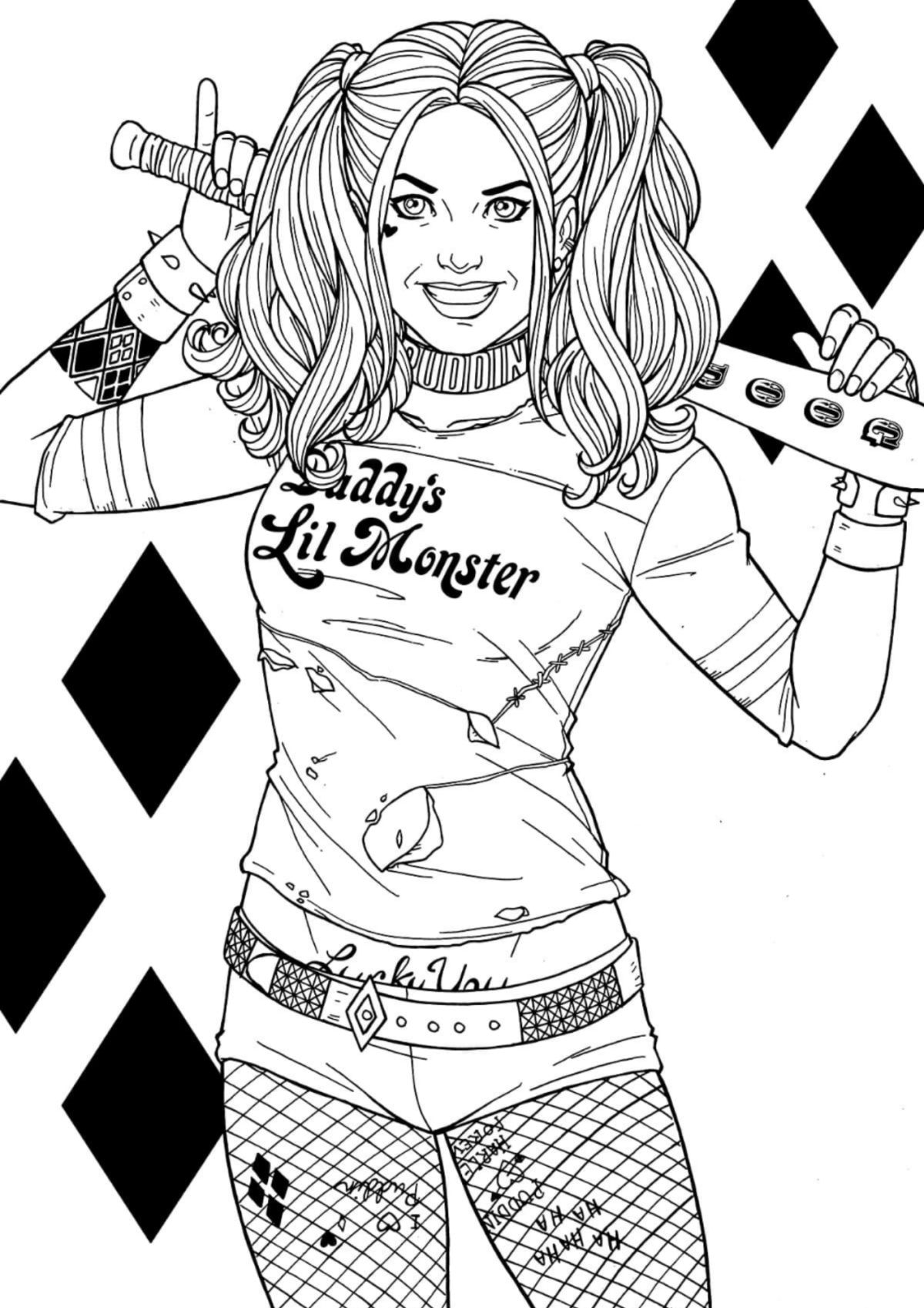 Desenho para Colorir Arlequina