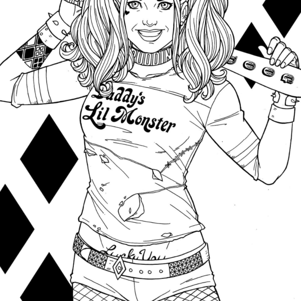 Desenho para Colorir Arlequina