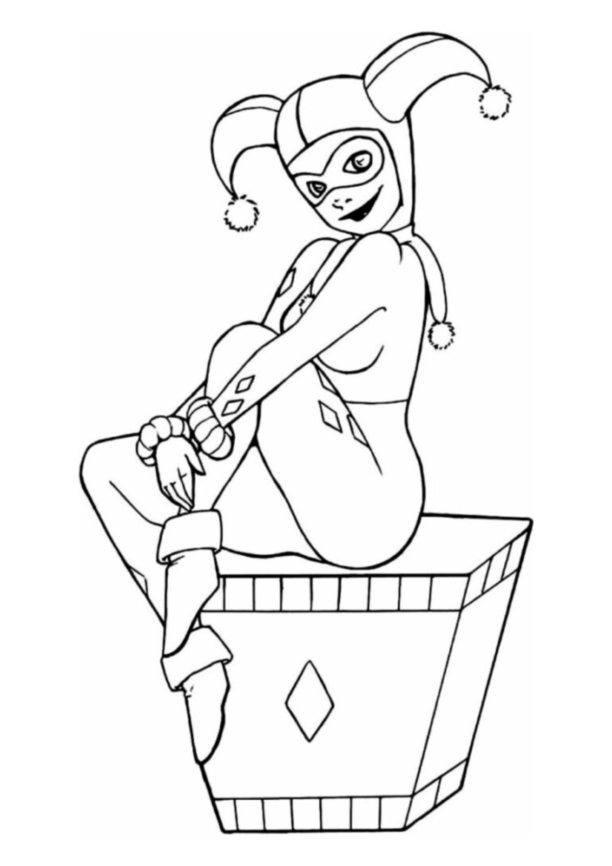 Desenho para Colorir Arlequina