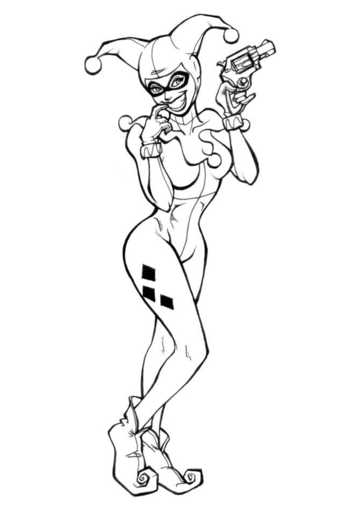 Desenho para Colorir Arlequina