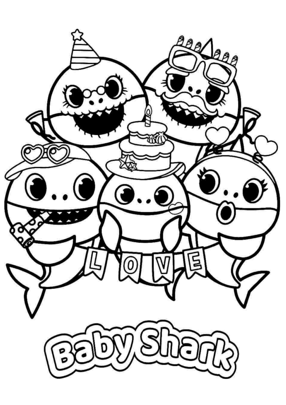 Desenho para Colorir Baby Shark