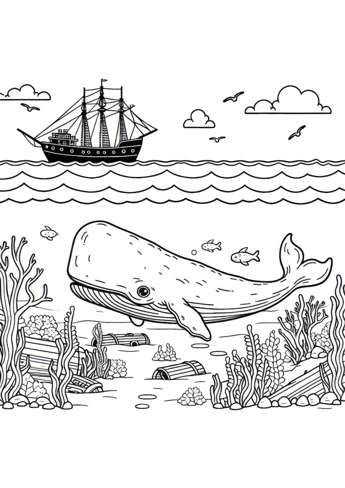 Desenho para Colorir Baleia