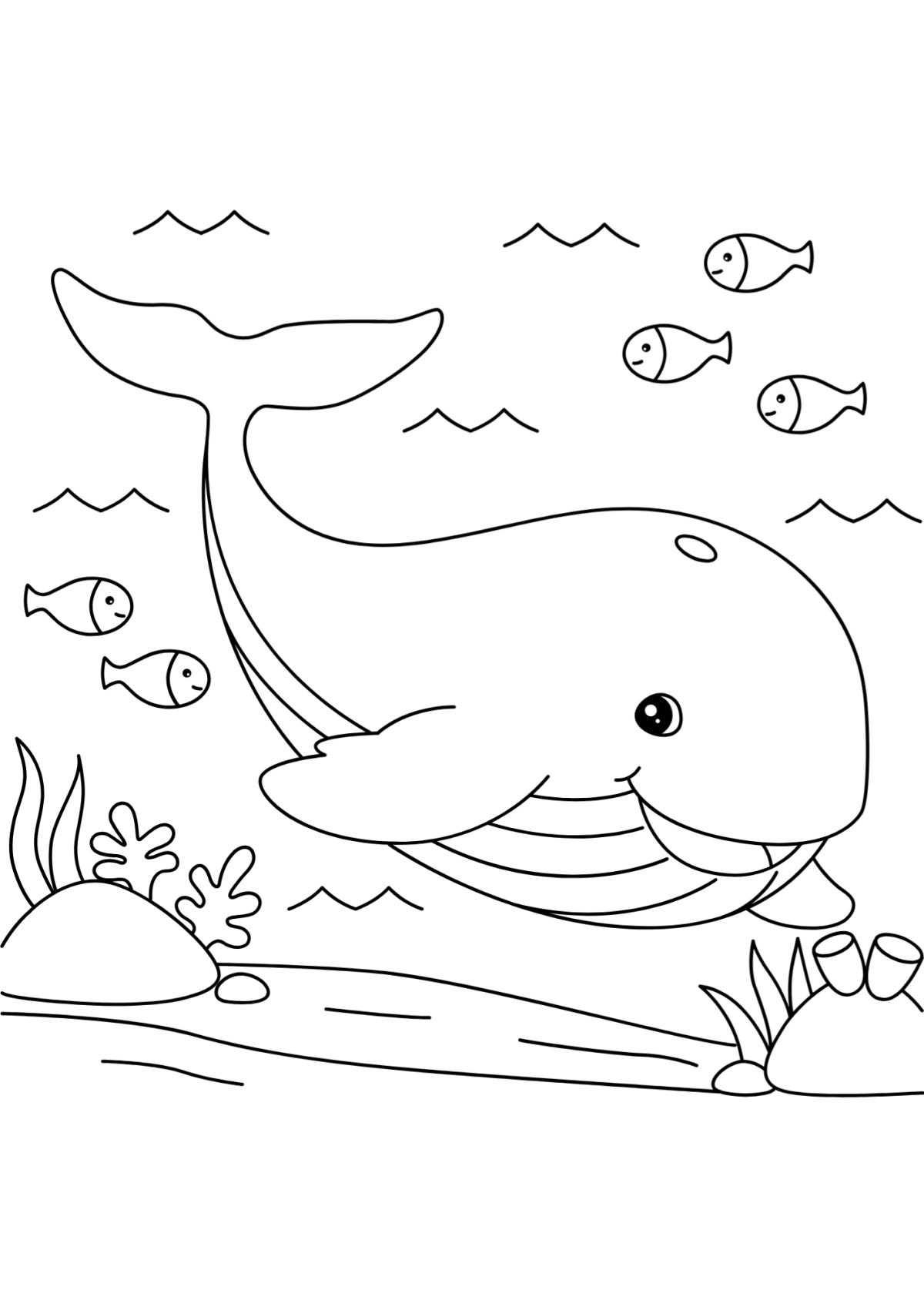 Desenho para Colorir Baleia