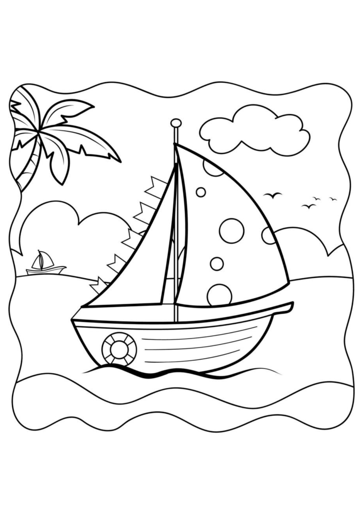 Desenho para Colorir Barco