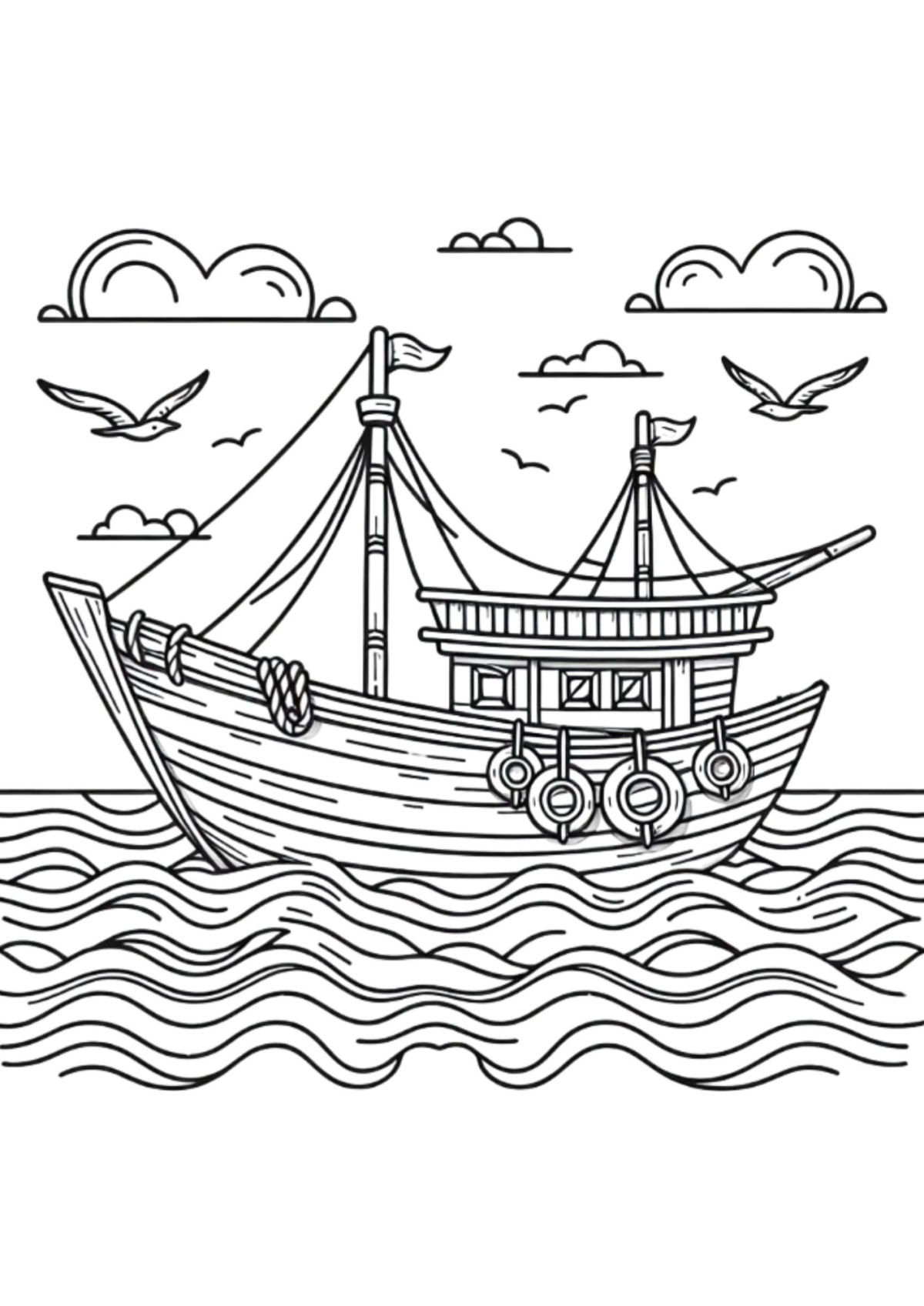 Desenho para Colorir Barco