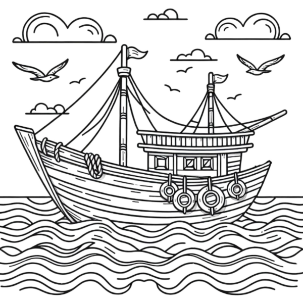 Desenho para Colorir Barco