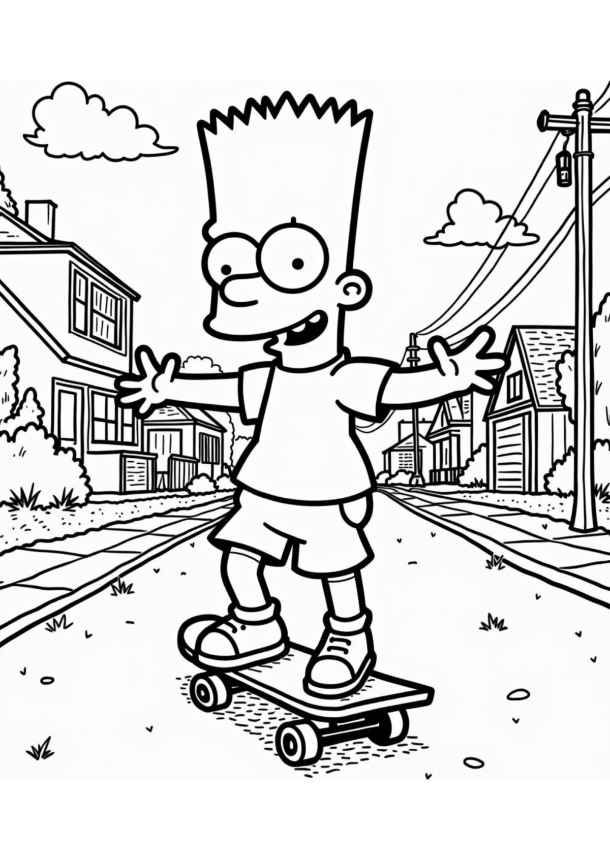 Desenho para Colorir Bart Simpson