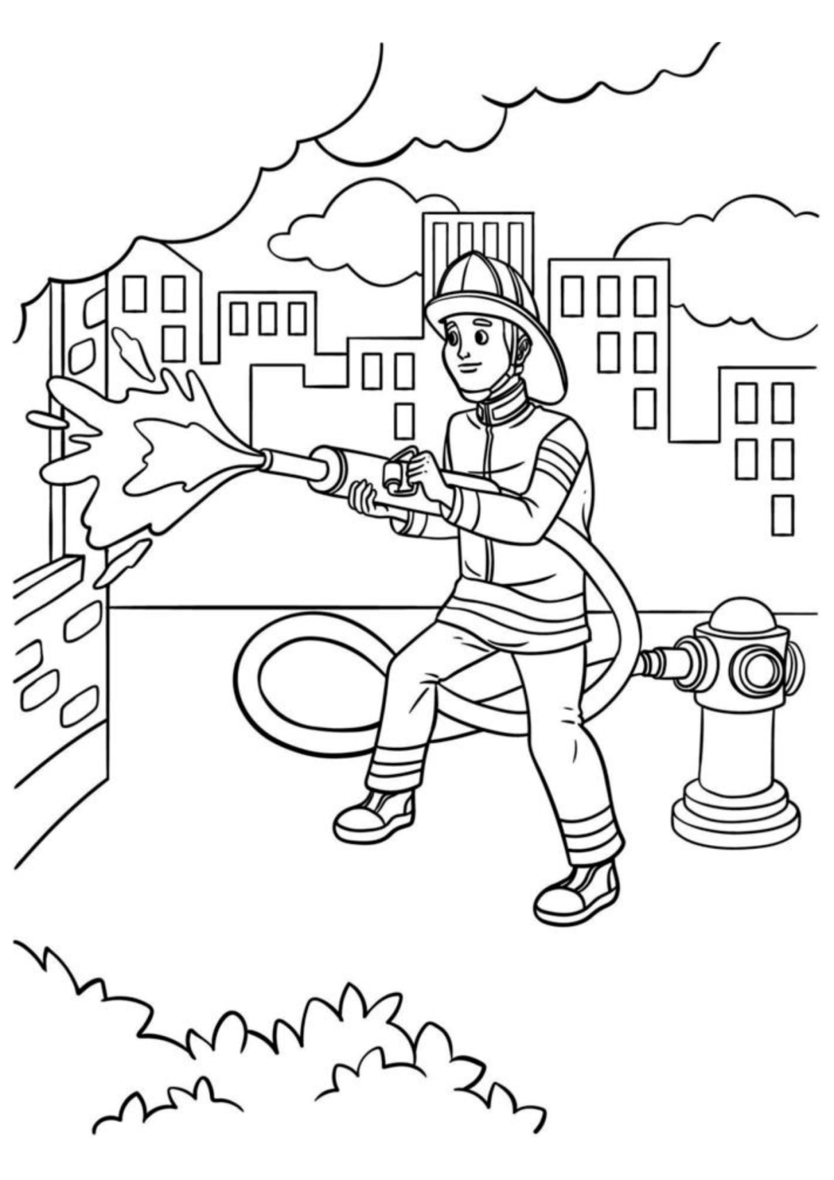 Desenho para Colorir Bombeiro