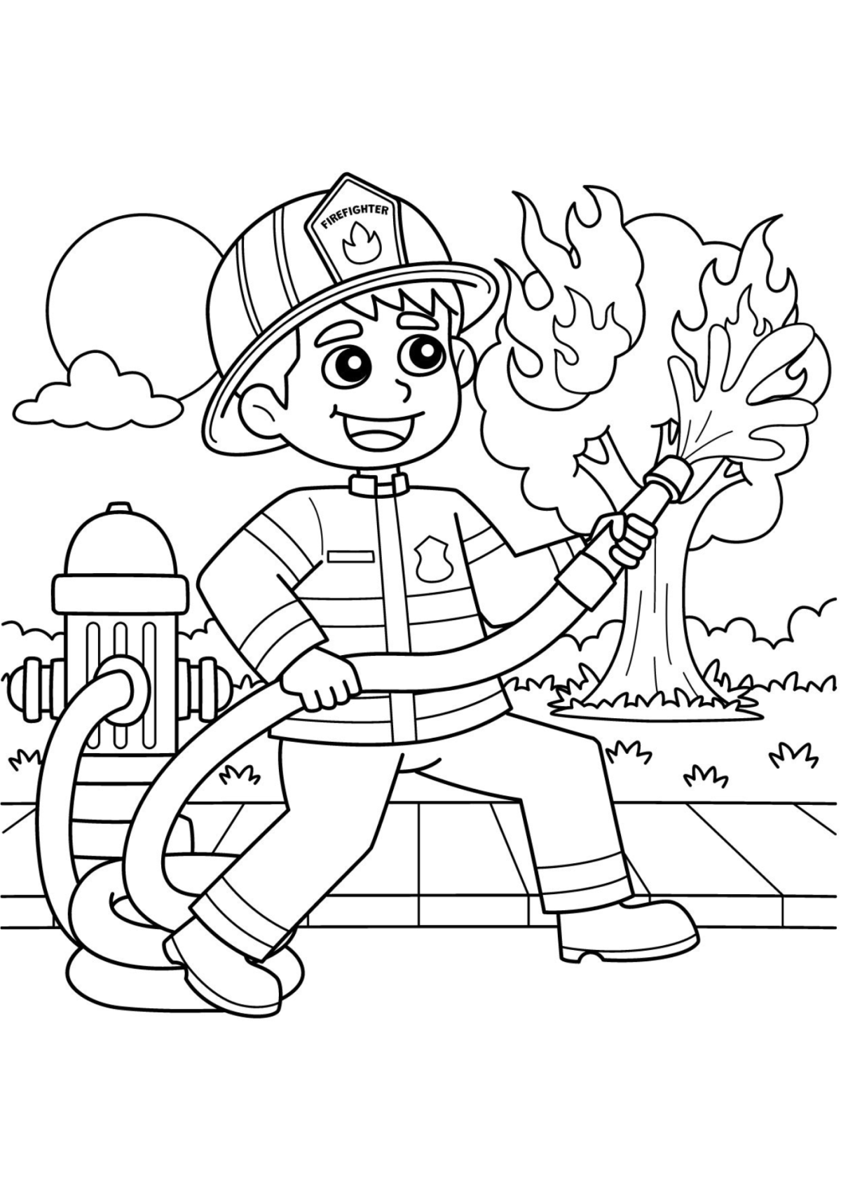 Desenho para Colorir Bombeiro