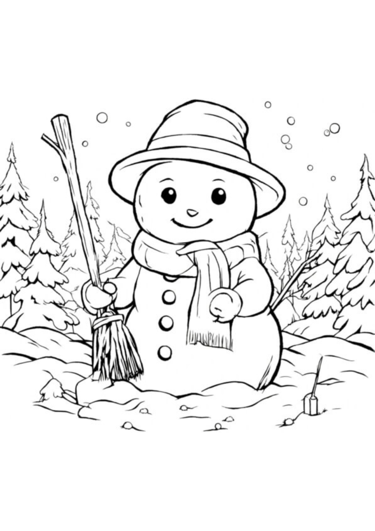 Desenho para Colorir Boneco de Neve