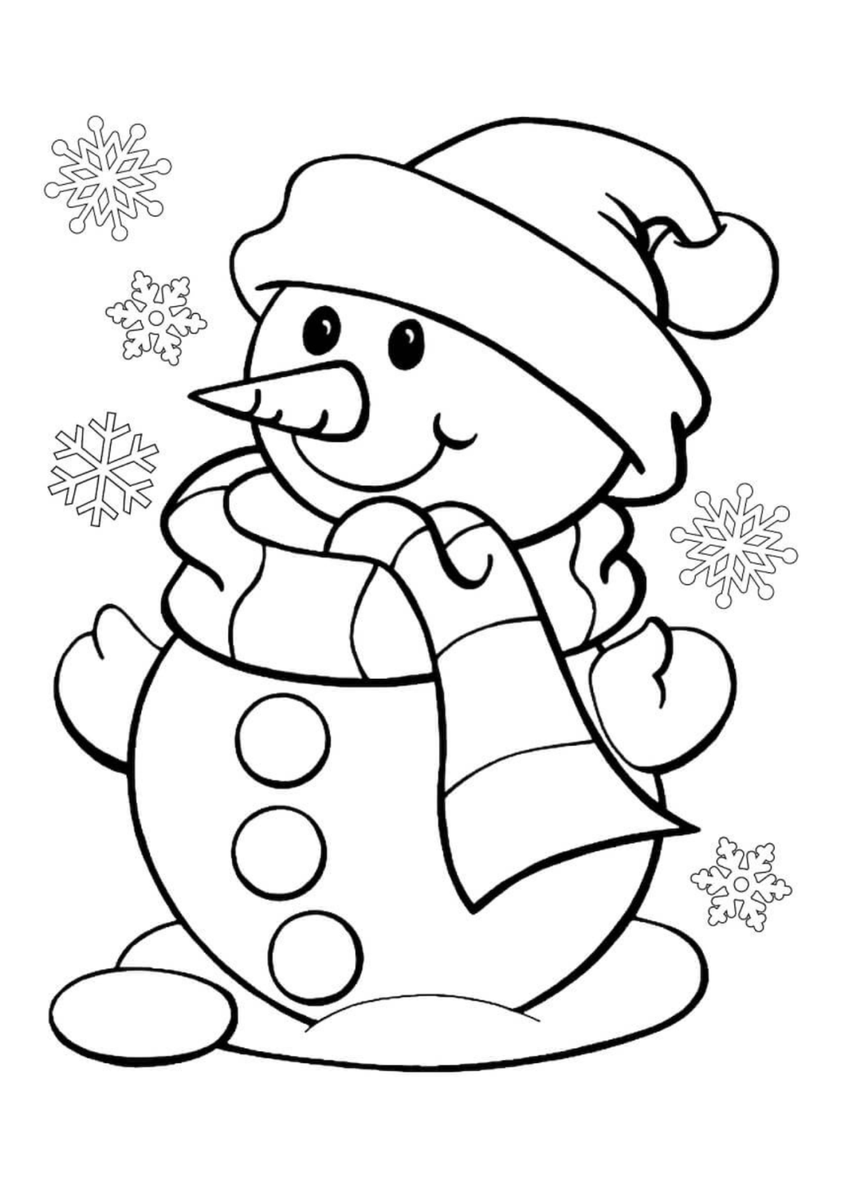 Desenho para Colorir Boneco de Neve