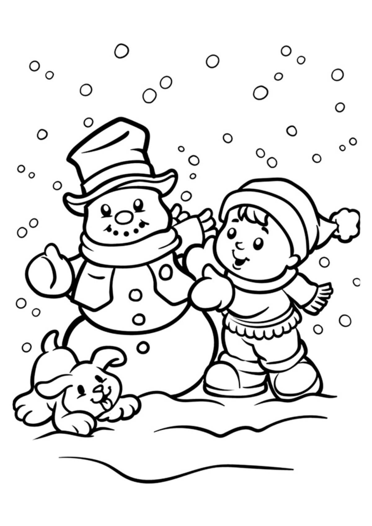 Desenho para Colorir Boneco de Neve