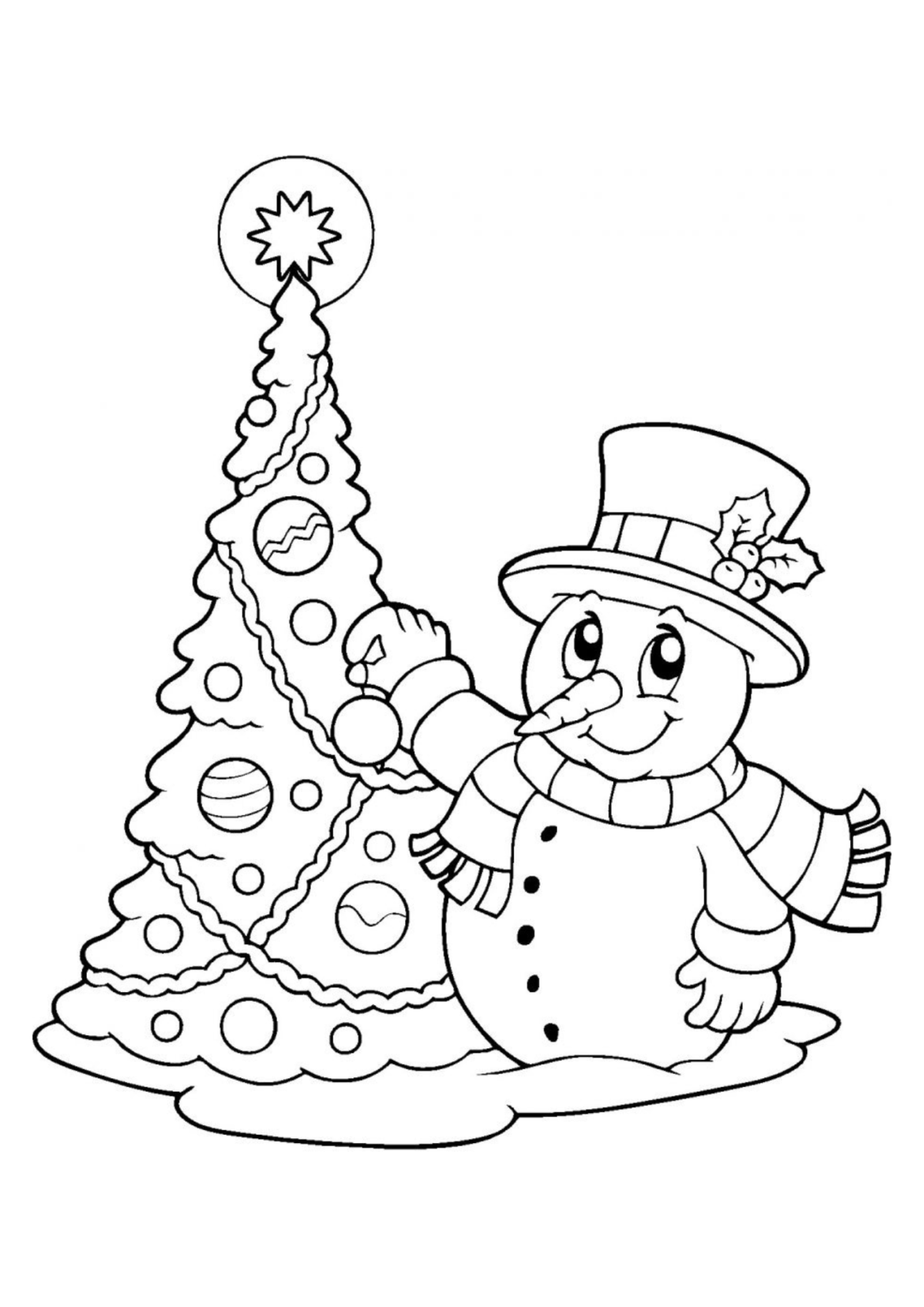 Desenho para Colorir Boneco de Neve