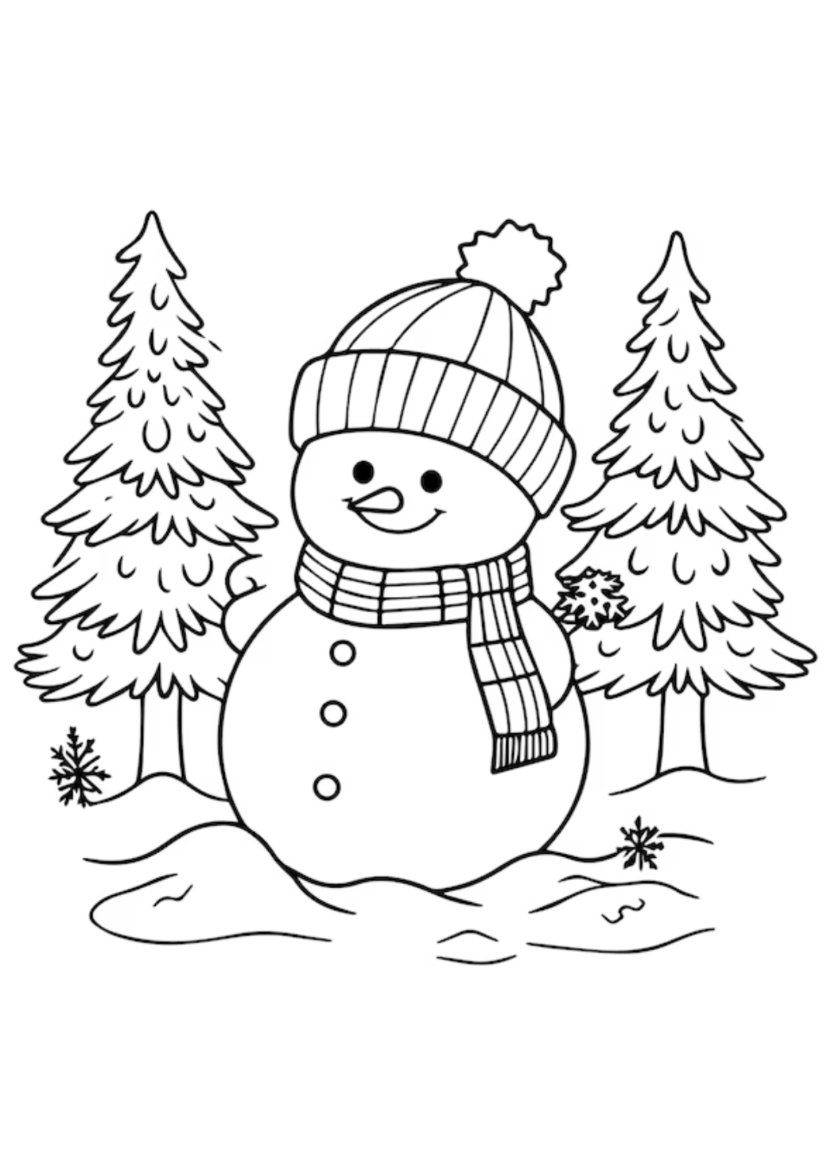Desenho para Colorir Boneco de Neve