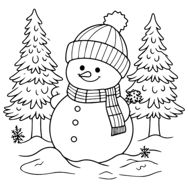 Desenho para Colorir Boneco de Neve