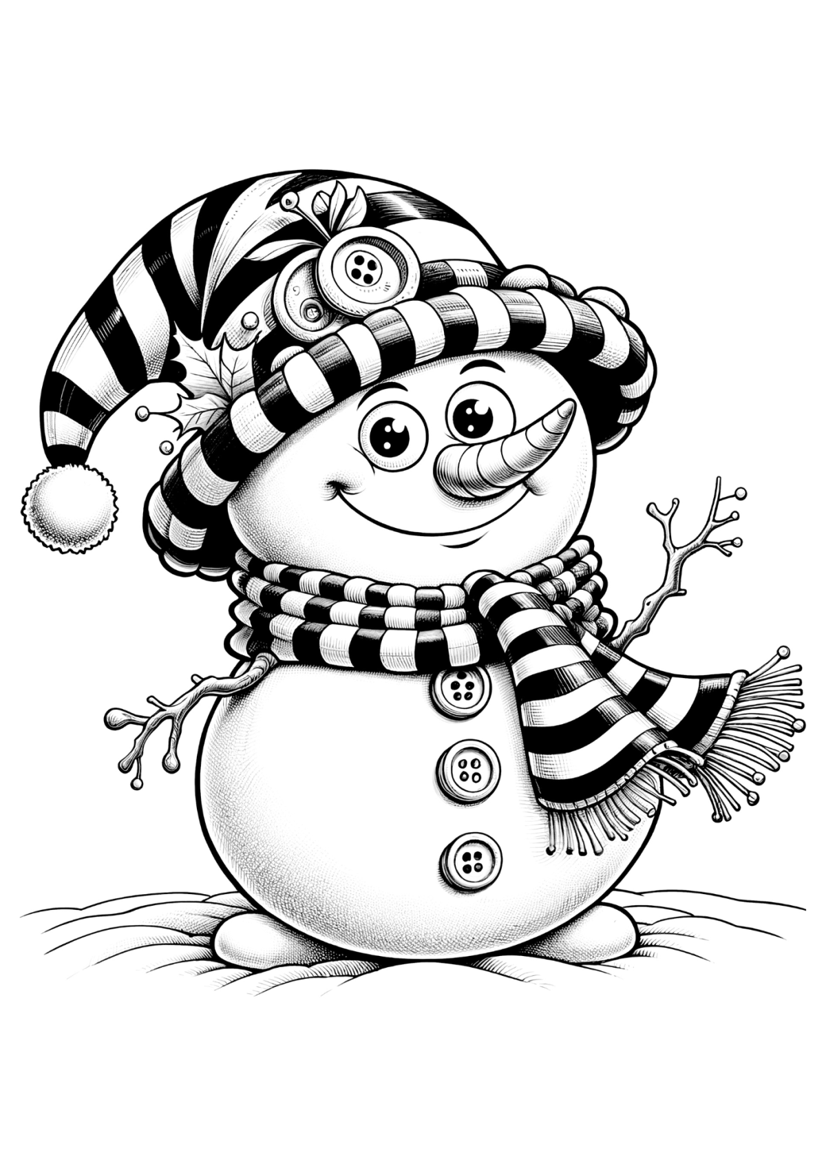 Desenho para Colorir Boneco de Neve