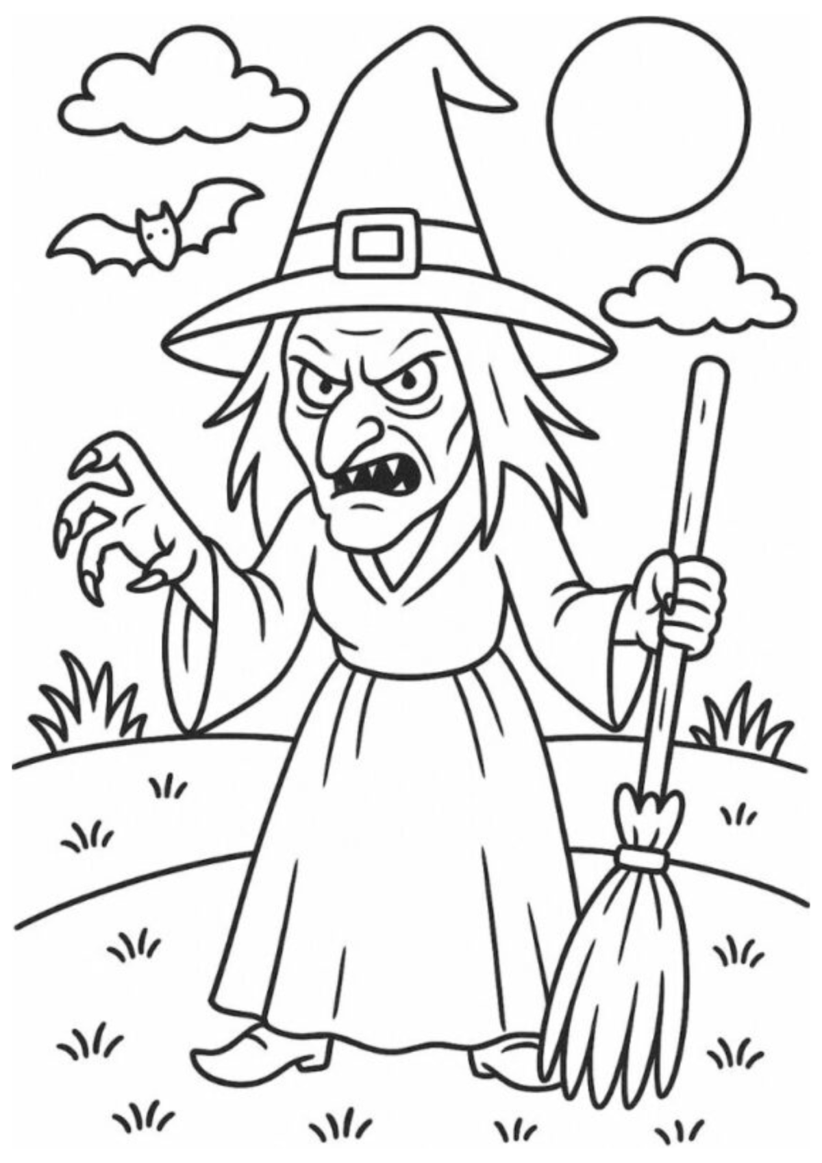 Desenho para Colorir Bruxa