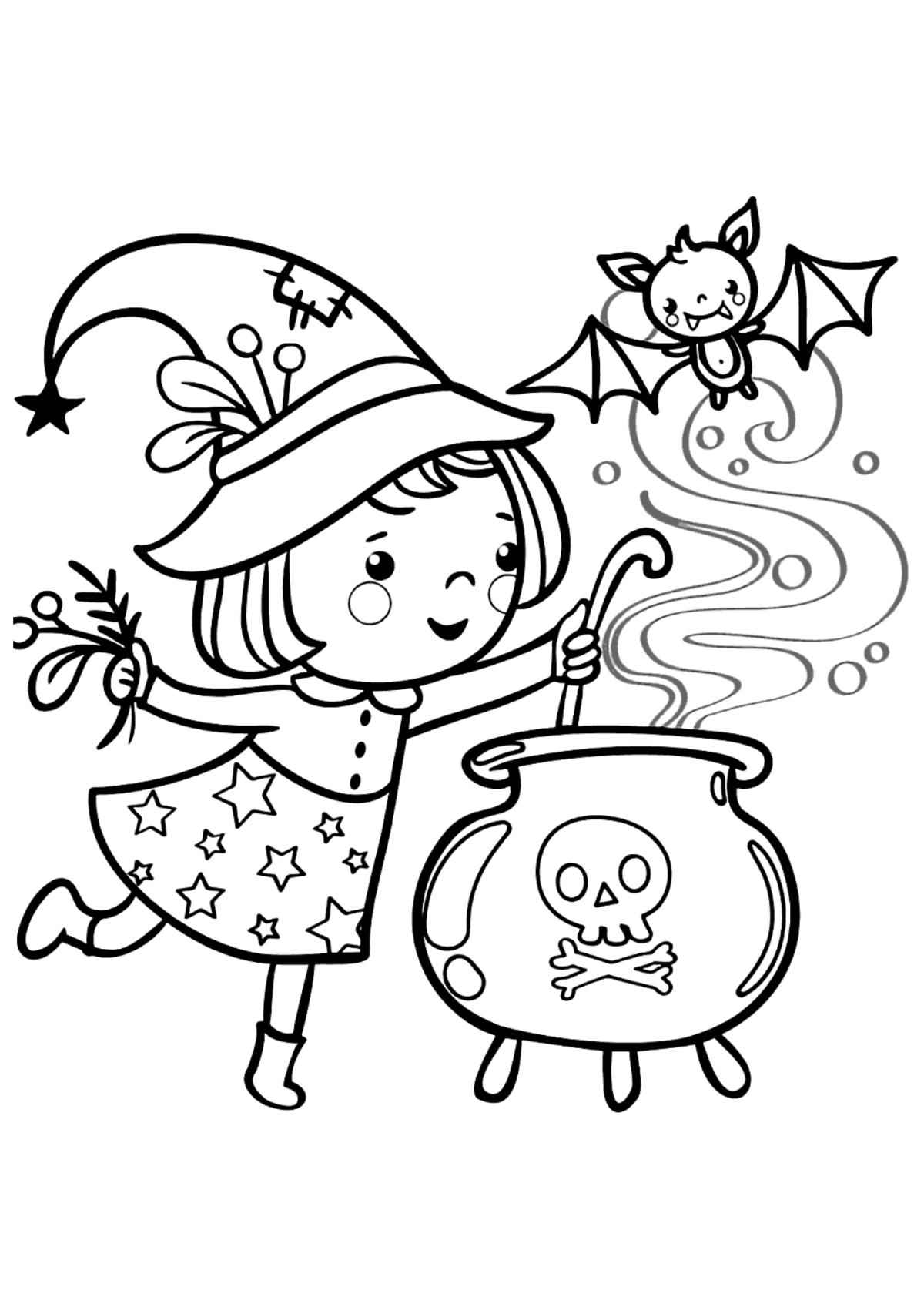 Desenho para Colorir Bruxa