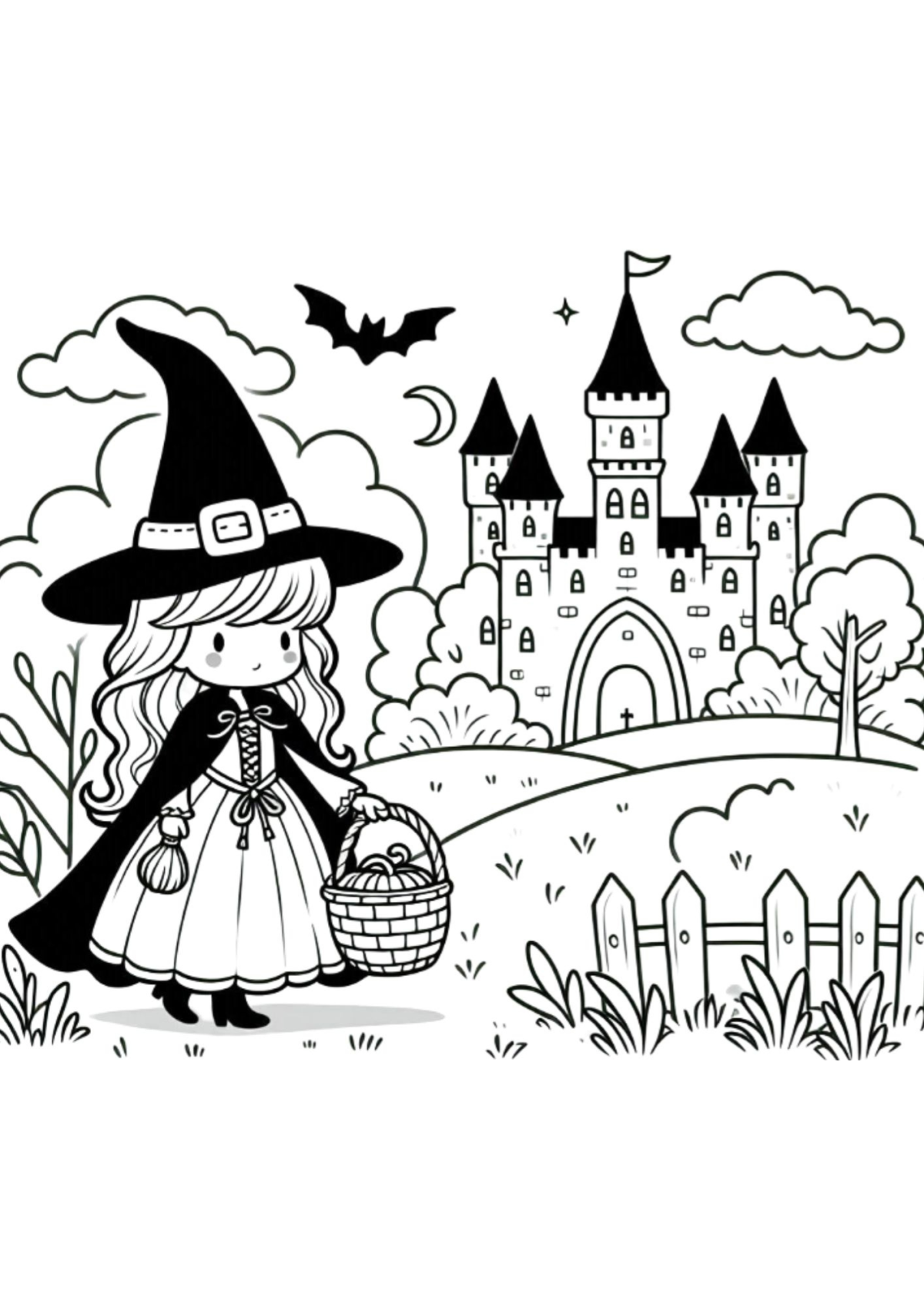 Desenho para Colorir Bruxa