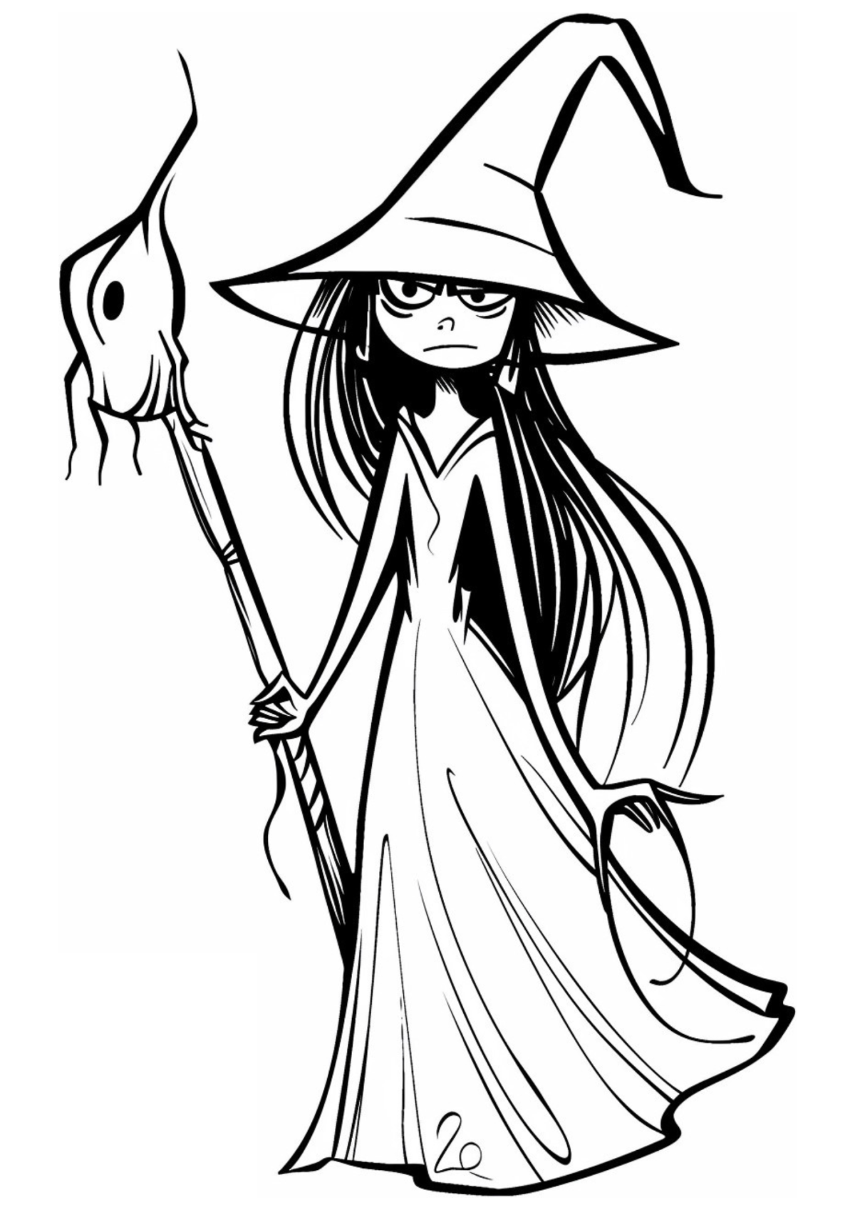 Desenho para Colorir Bruxa