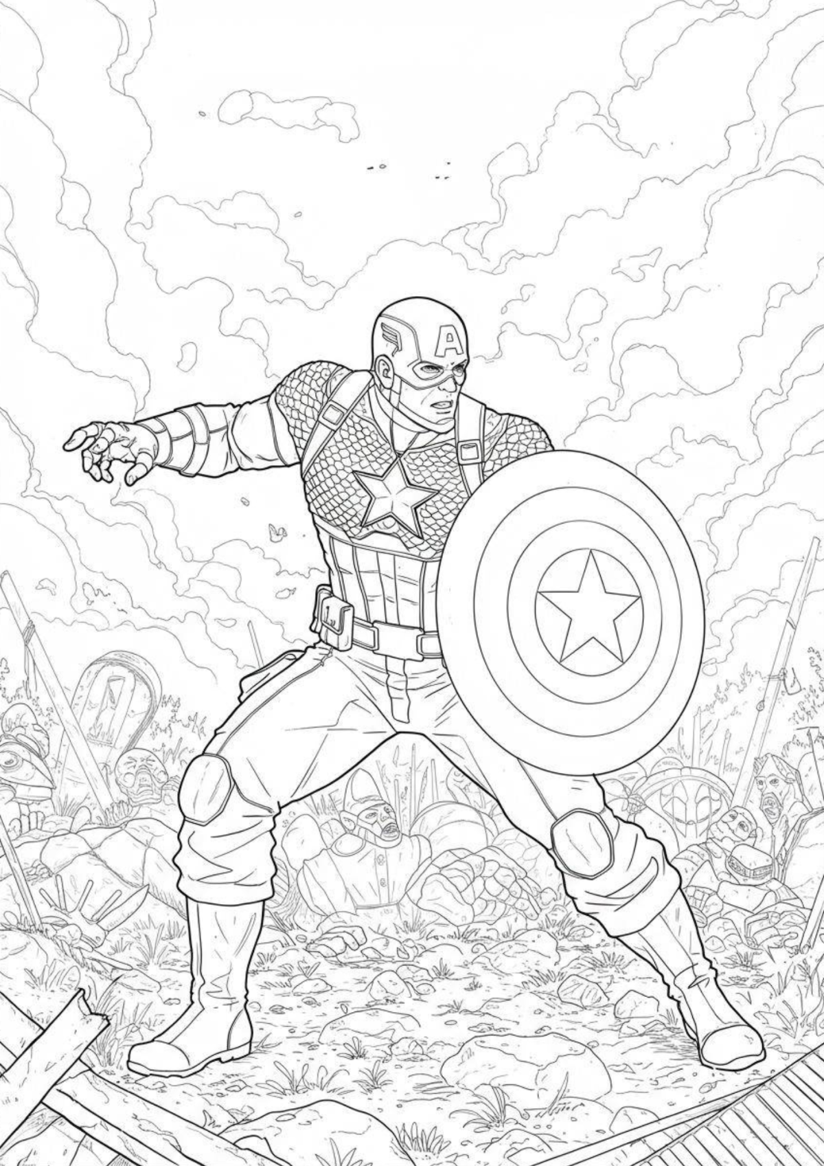 Desenho para Colorir Capitão América