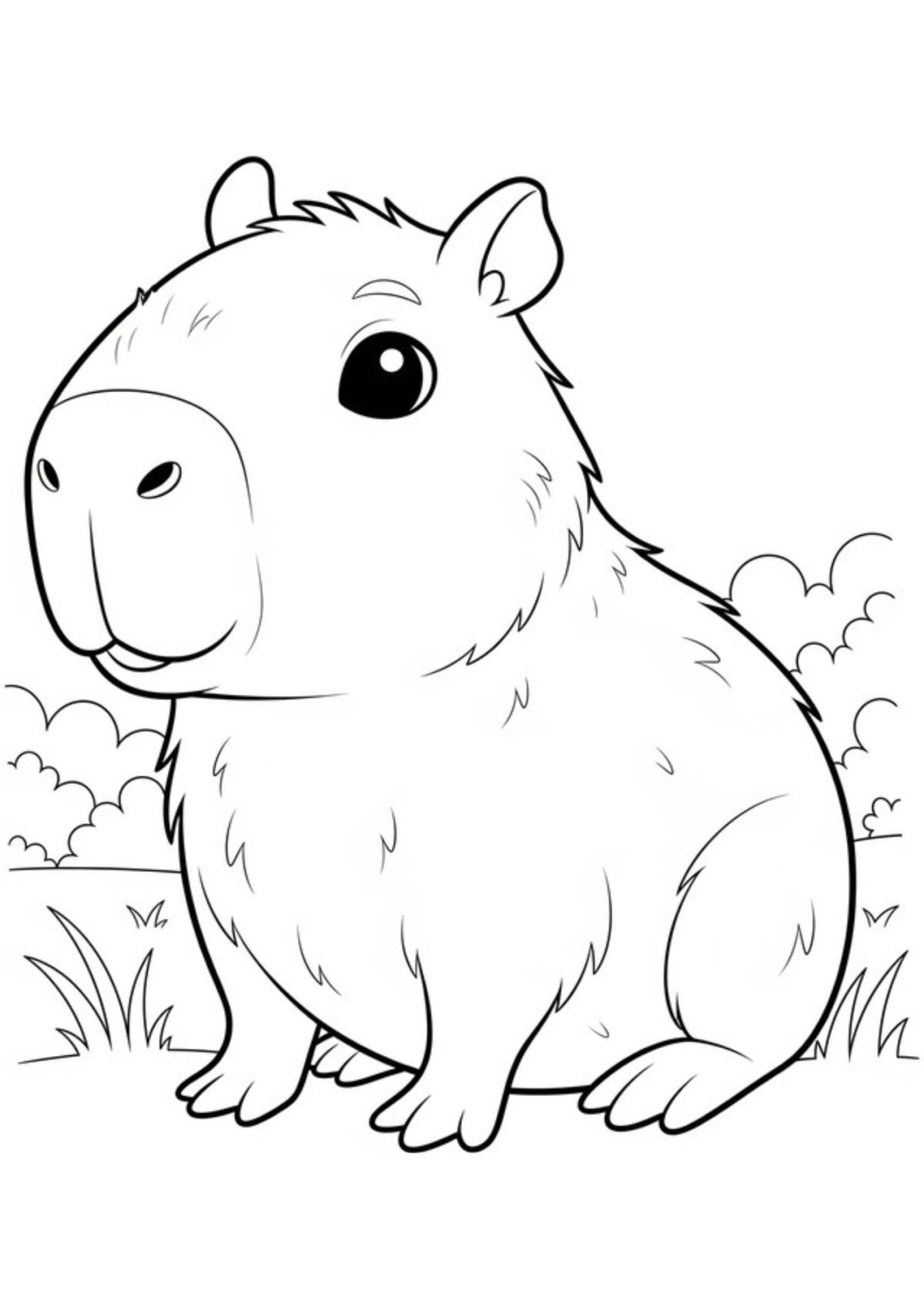 Desenho para Colorir Capivara