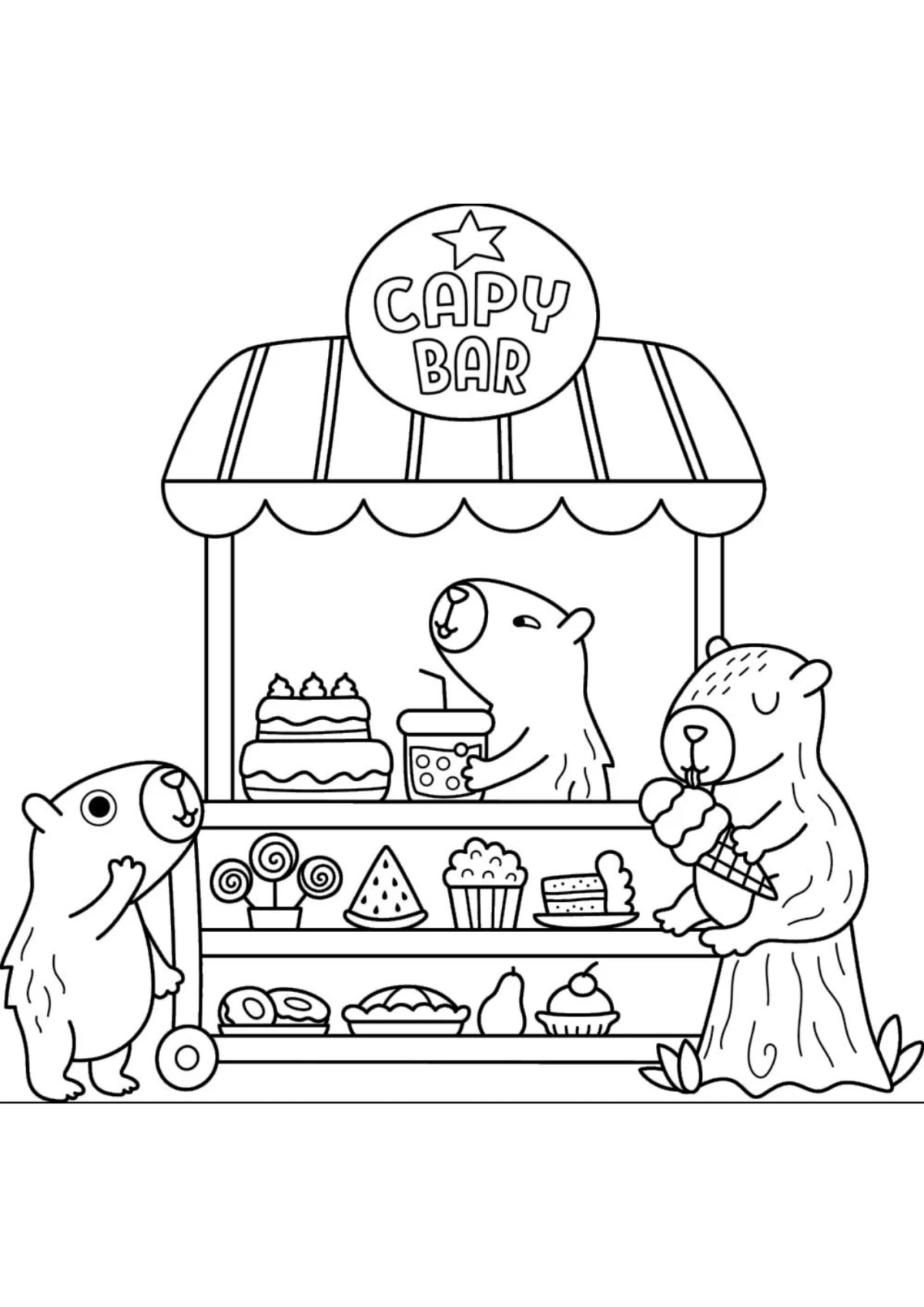 Desenho para Colorir Capivara