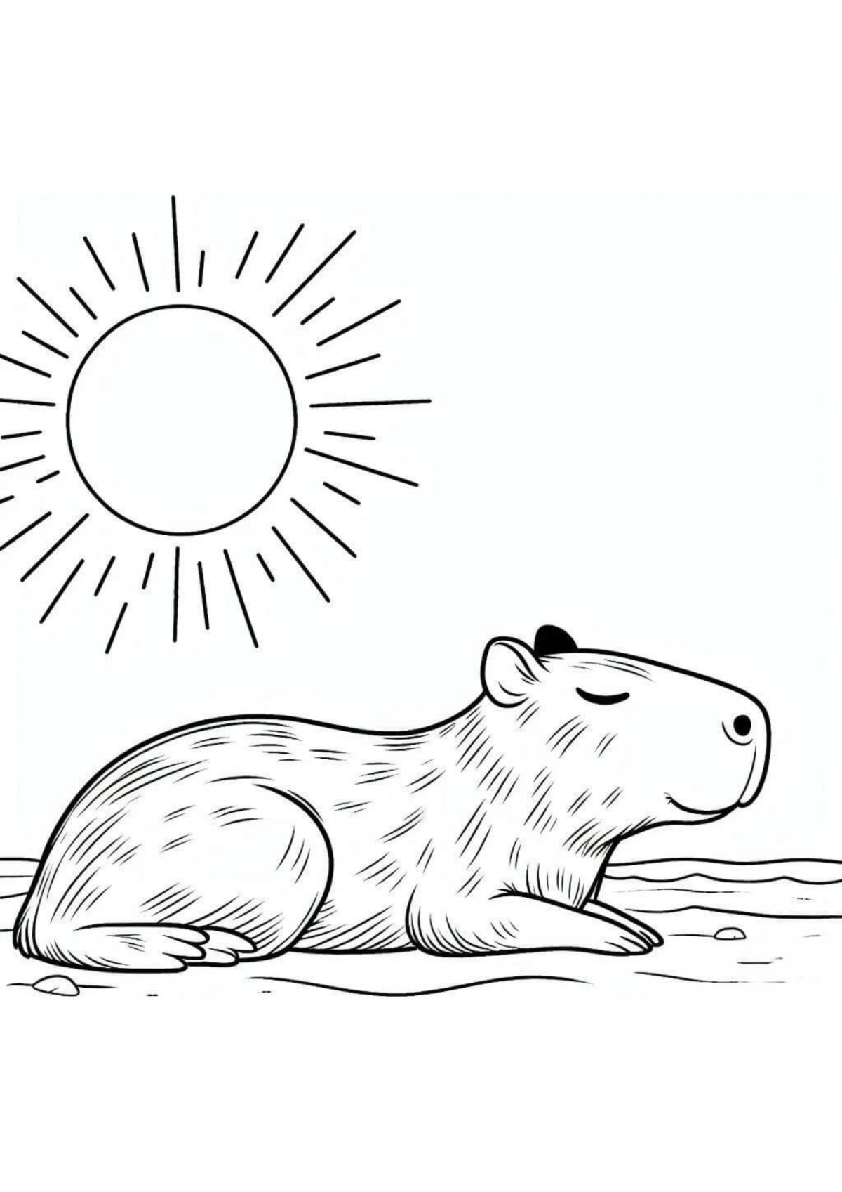 Desenho para Colorir Capivara