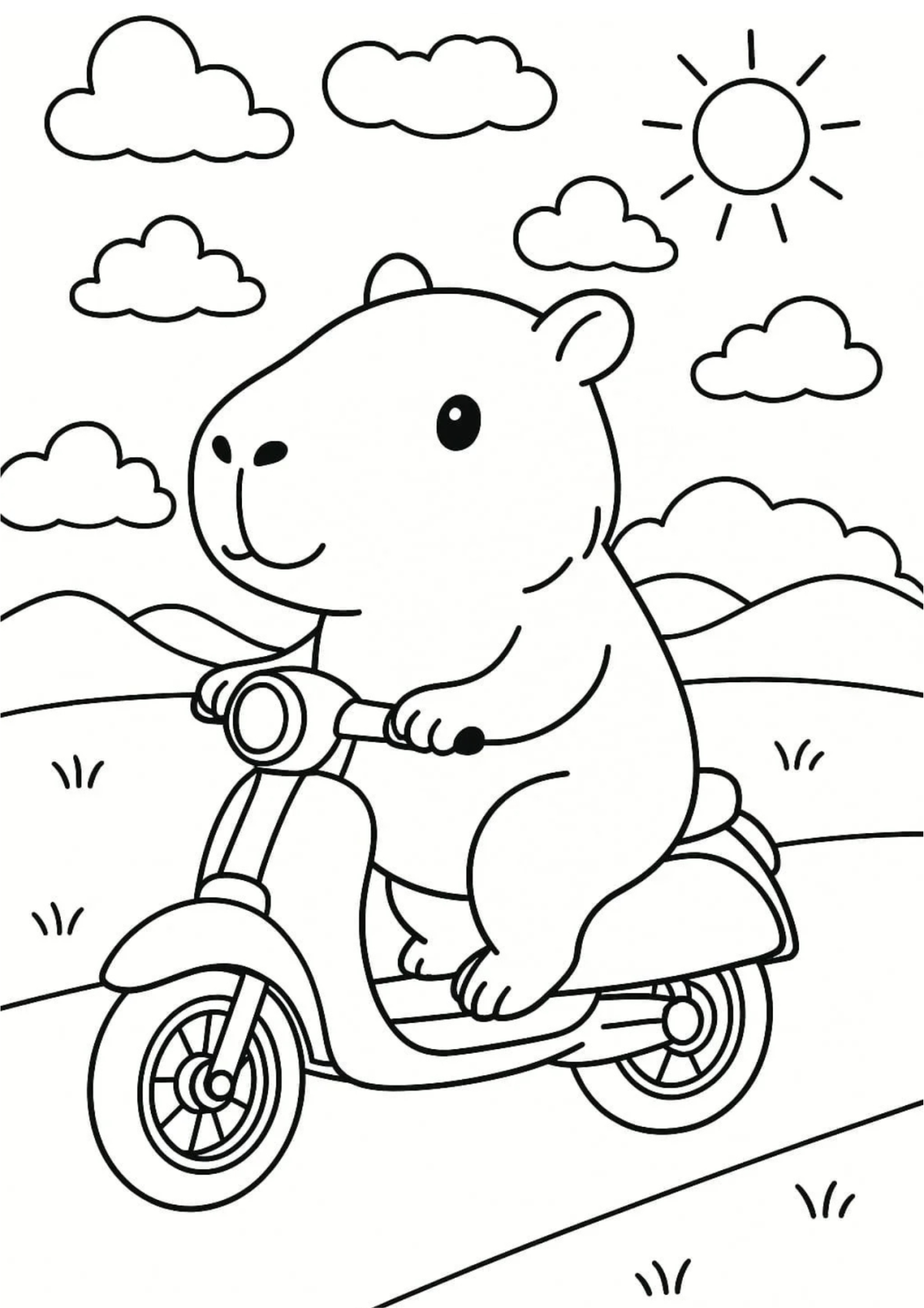 Desenho para Colorir Capivara