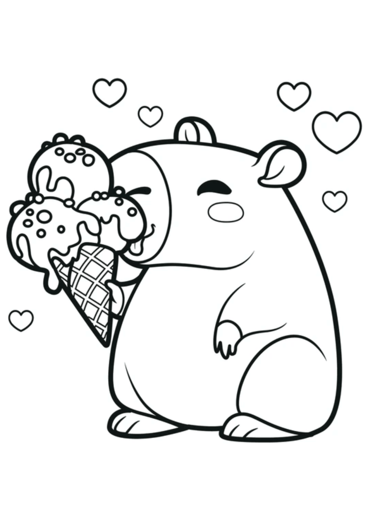 Desenho para Colorir Capivara