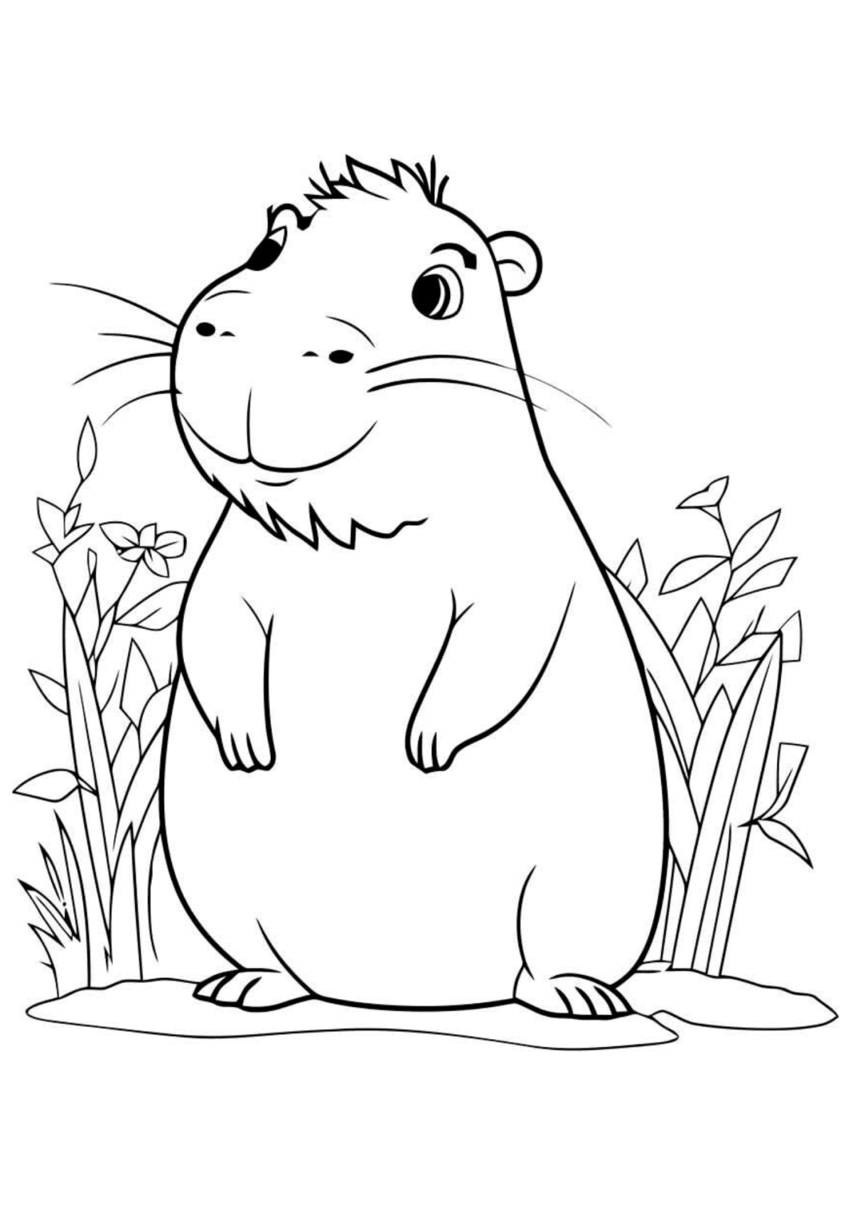 Desenho para Colorir Capivara