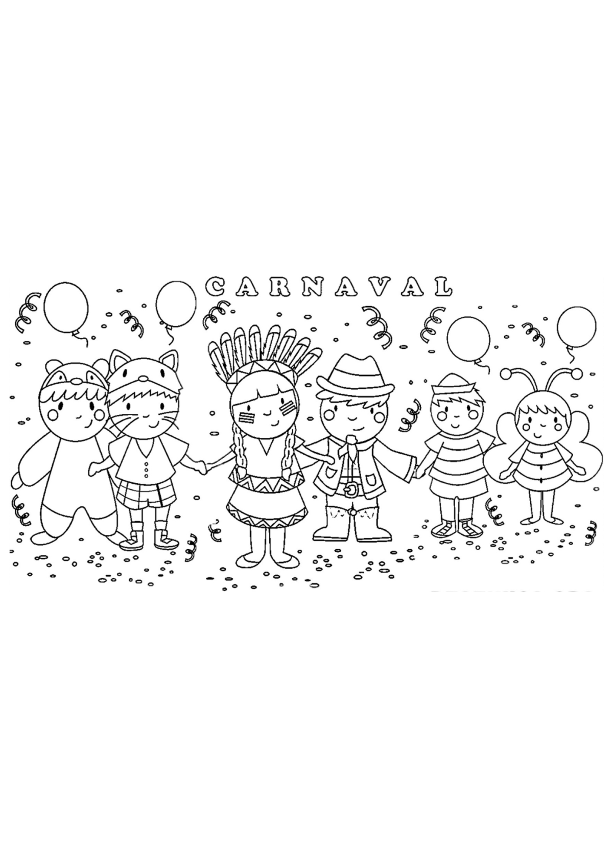 Desenho para Colorir Carnaval