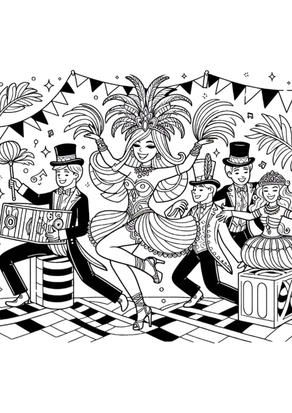 Desenho para Colorir Carnaval