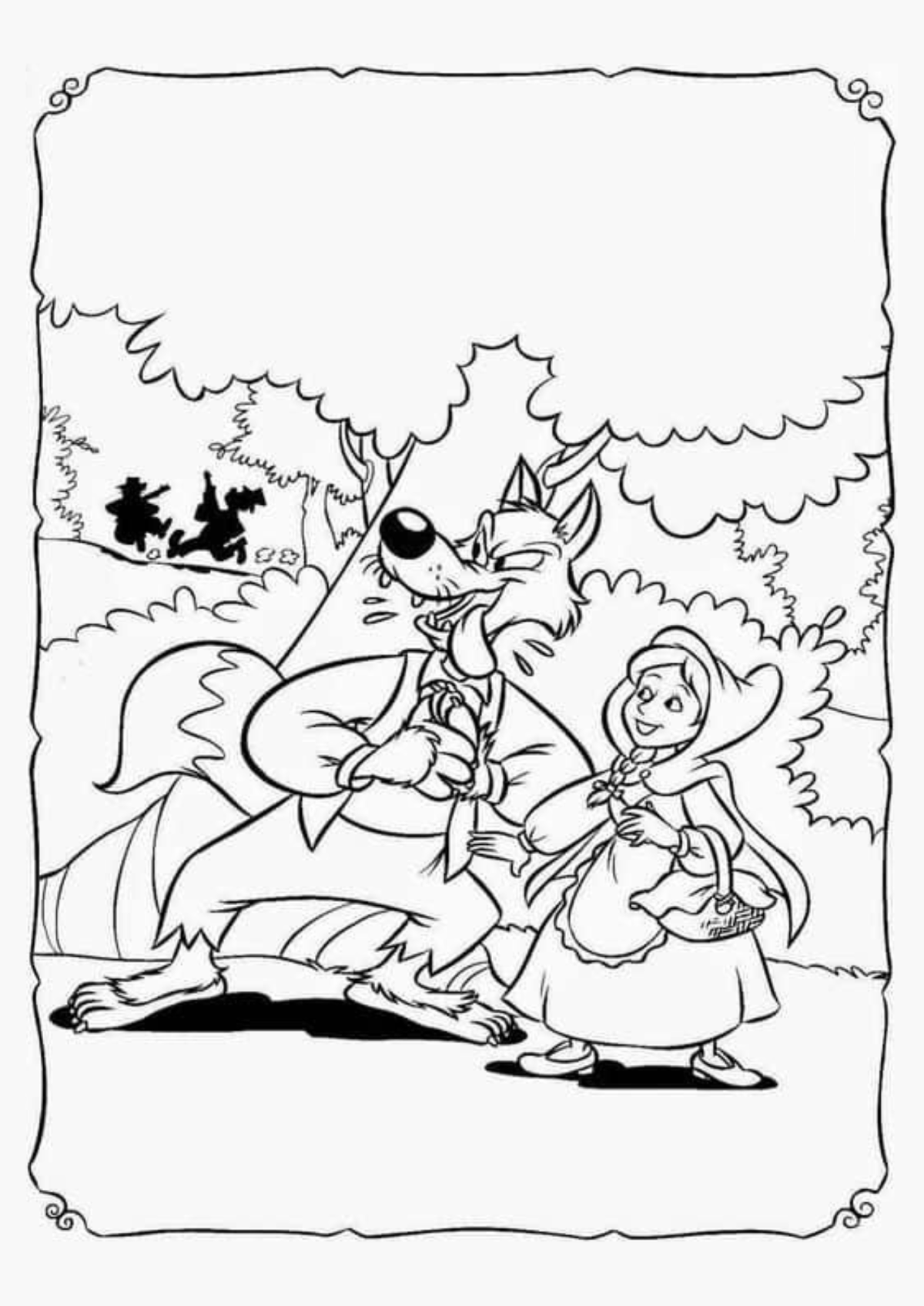 Desenho para Colorir Chapeuzinho Vermelho