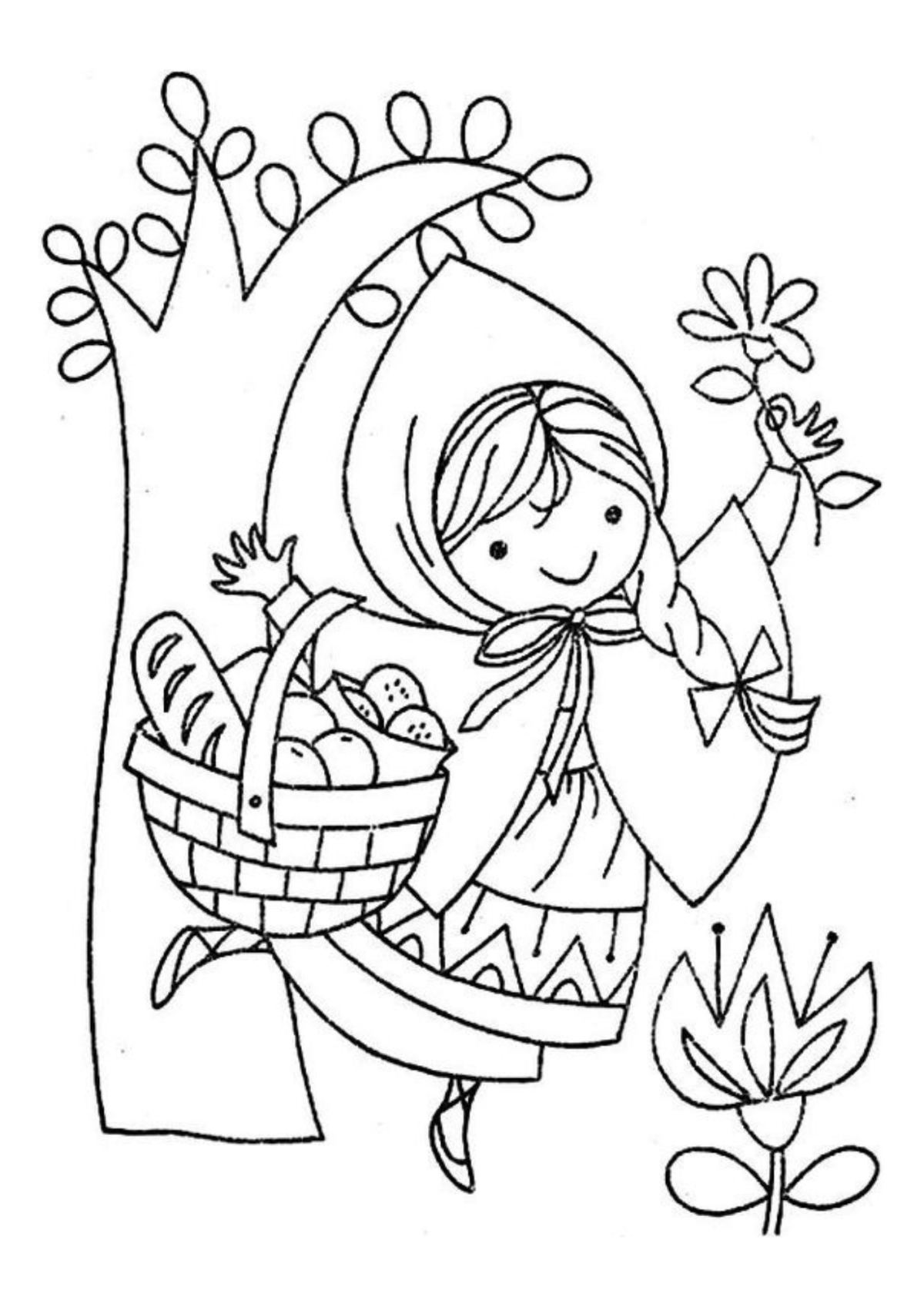 Desenho para Colorir Chapeuzinho Vermelho