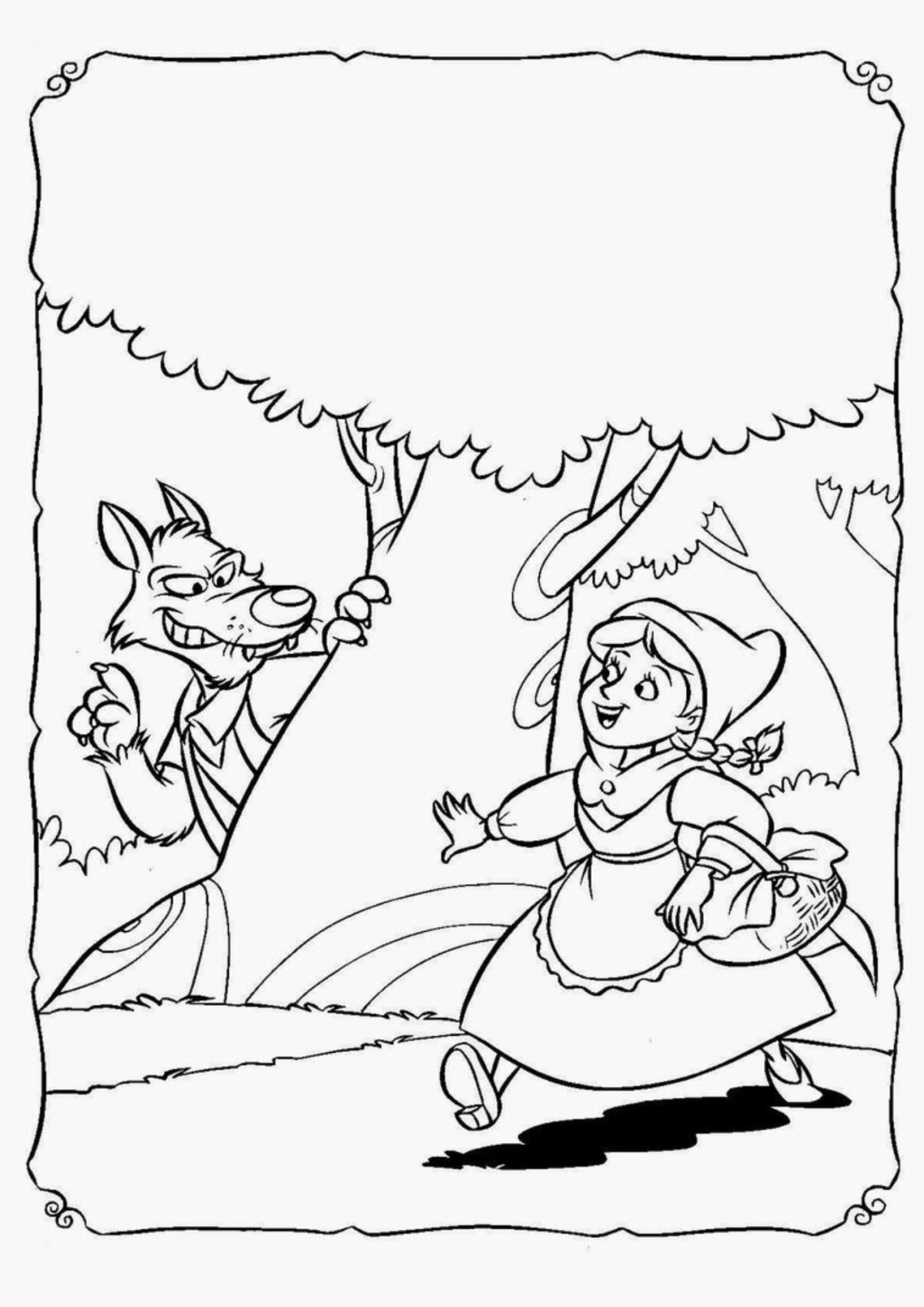 Desenho para Colorir Chapeuzinho Vermelho