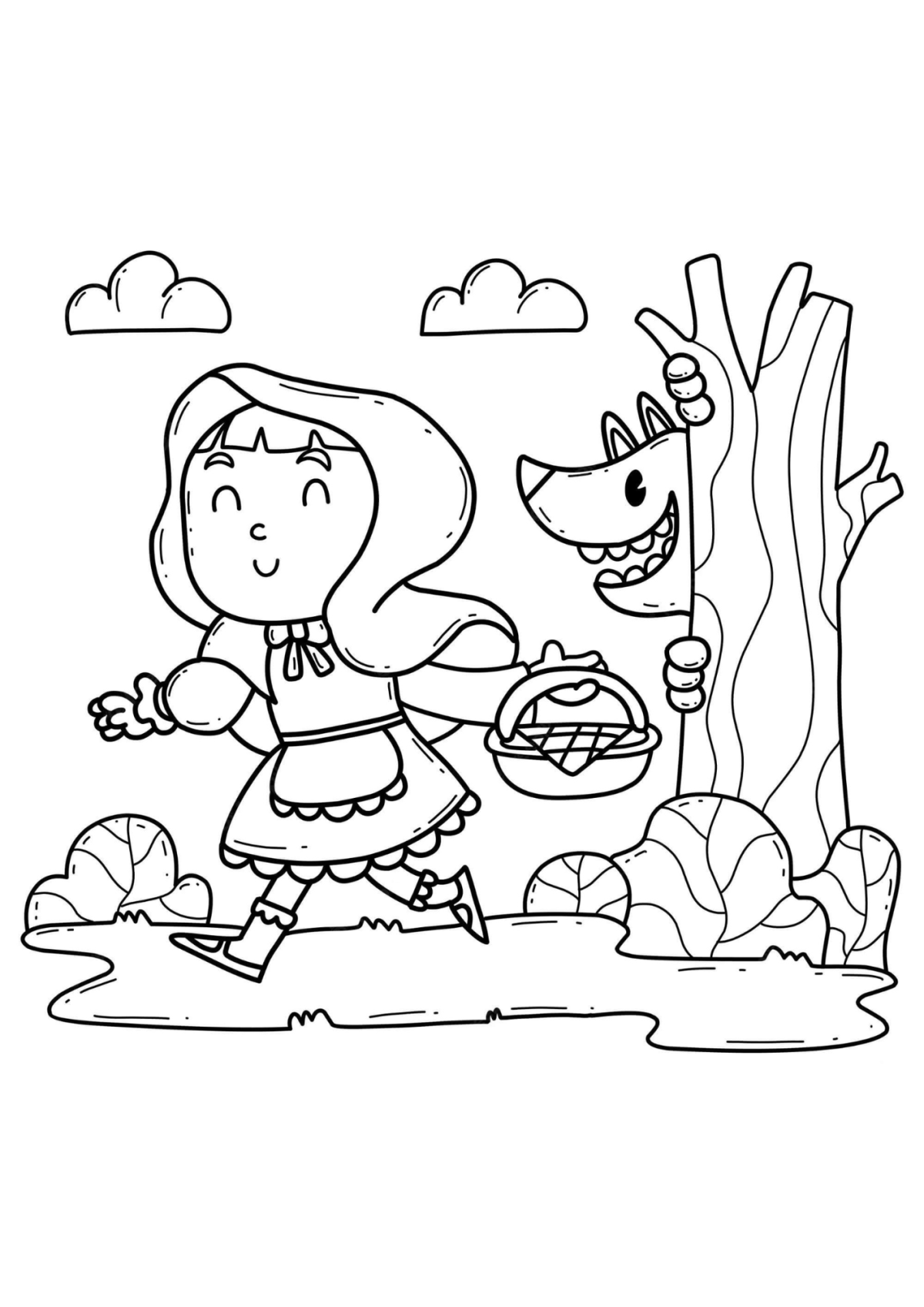 Desenho para Colorir Chapeuzinho Vermelho