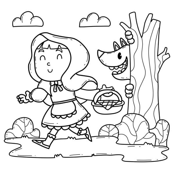 Desenho para Colorir Chapeuzinho Vermelho