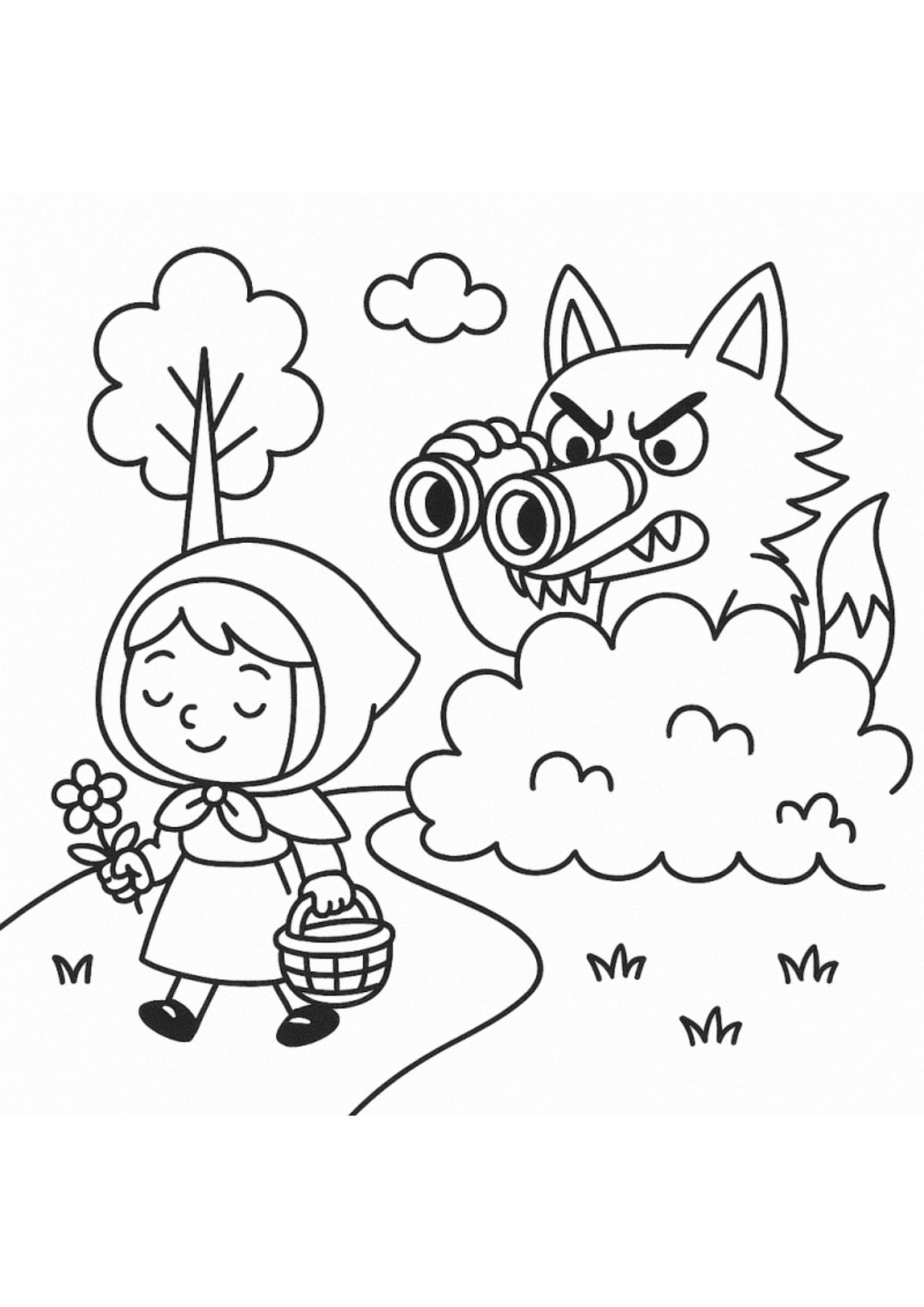 Desenho para Colorir Chapeuzinho Vermelho