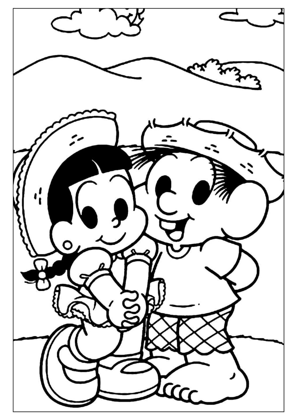 Desenho para Colorir Chico Bento