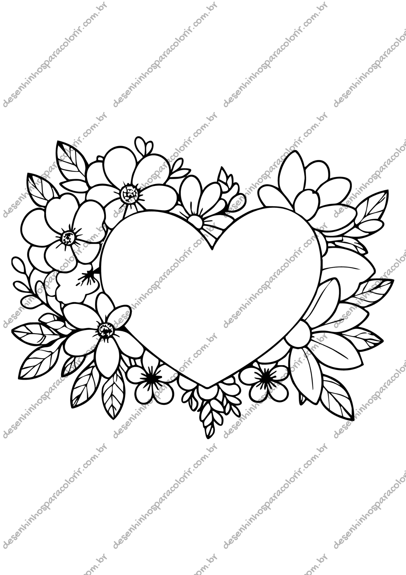 Desenho para Colorir Coração Desenho para Colorir Coração