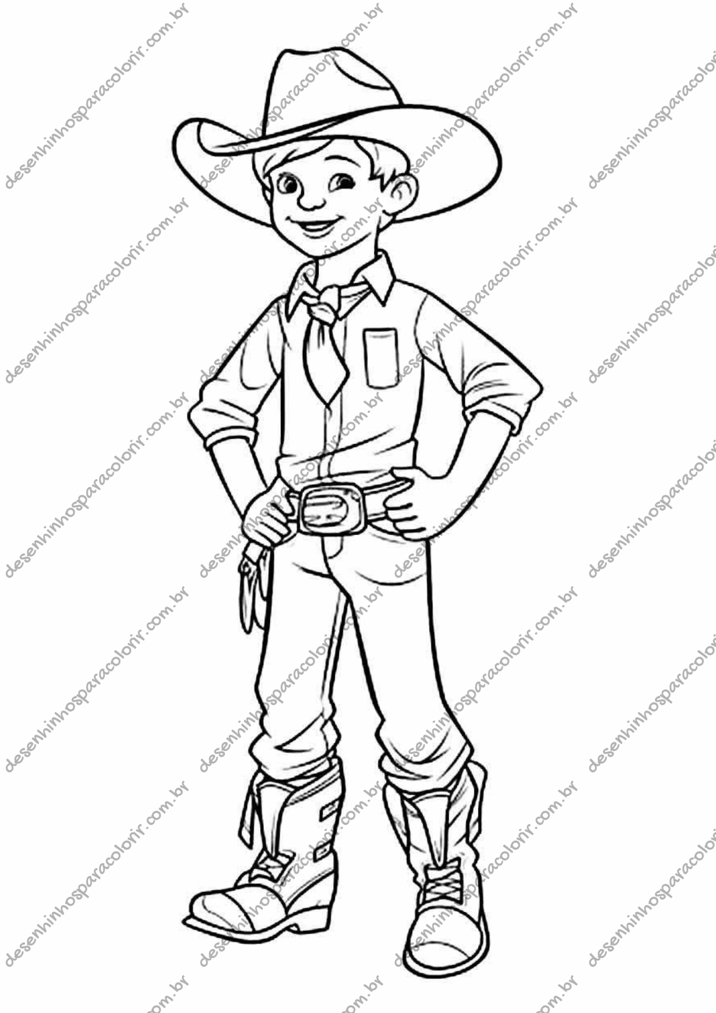 Desenho para Colorir Cowboy Desenho para Colorir Cowboy