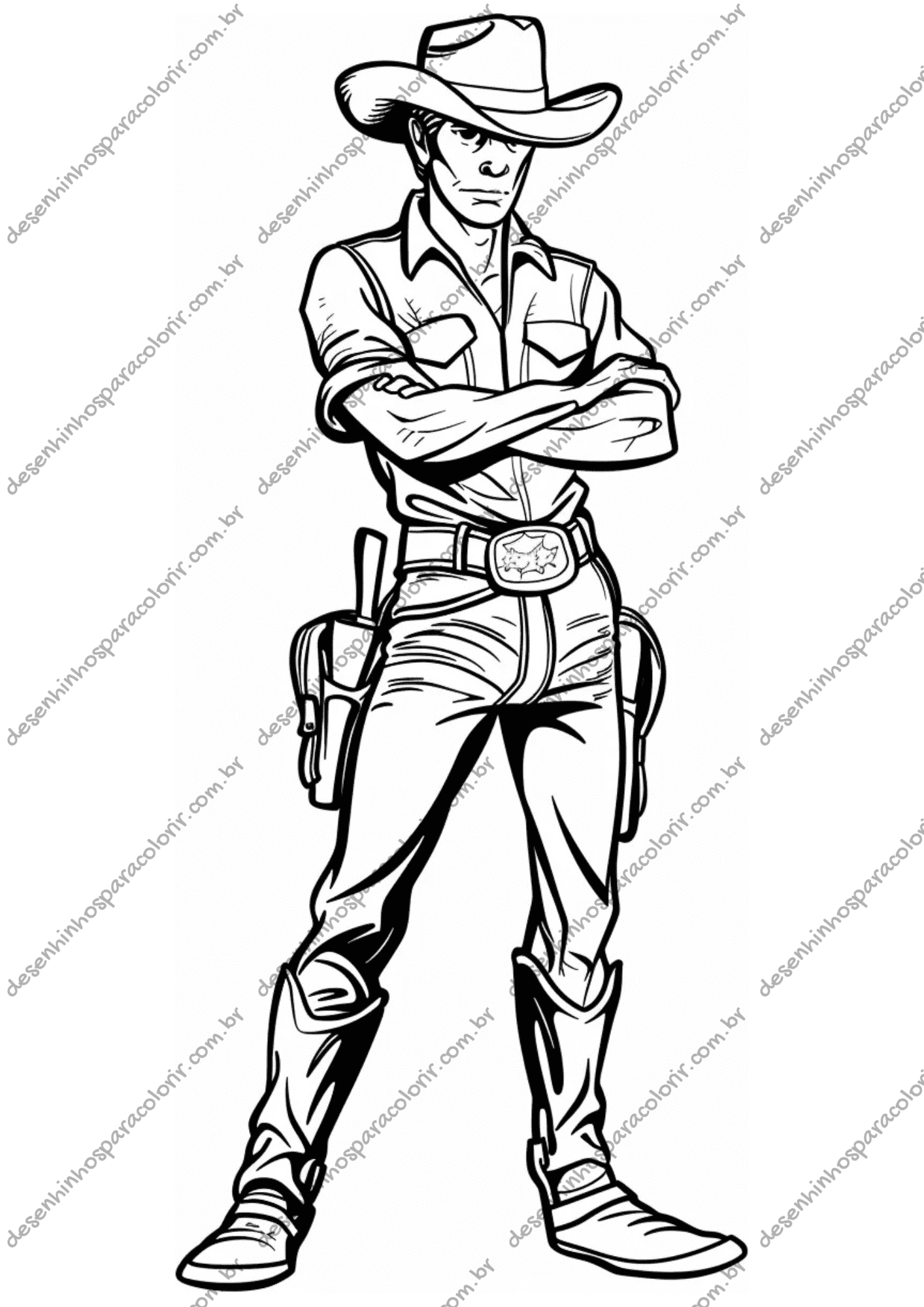 Desenho para Colorir Cowboy Desenho para Colorir Cowboy